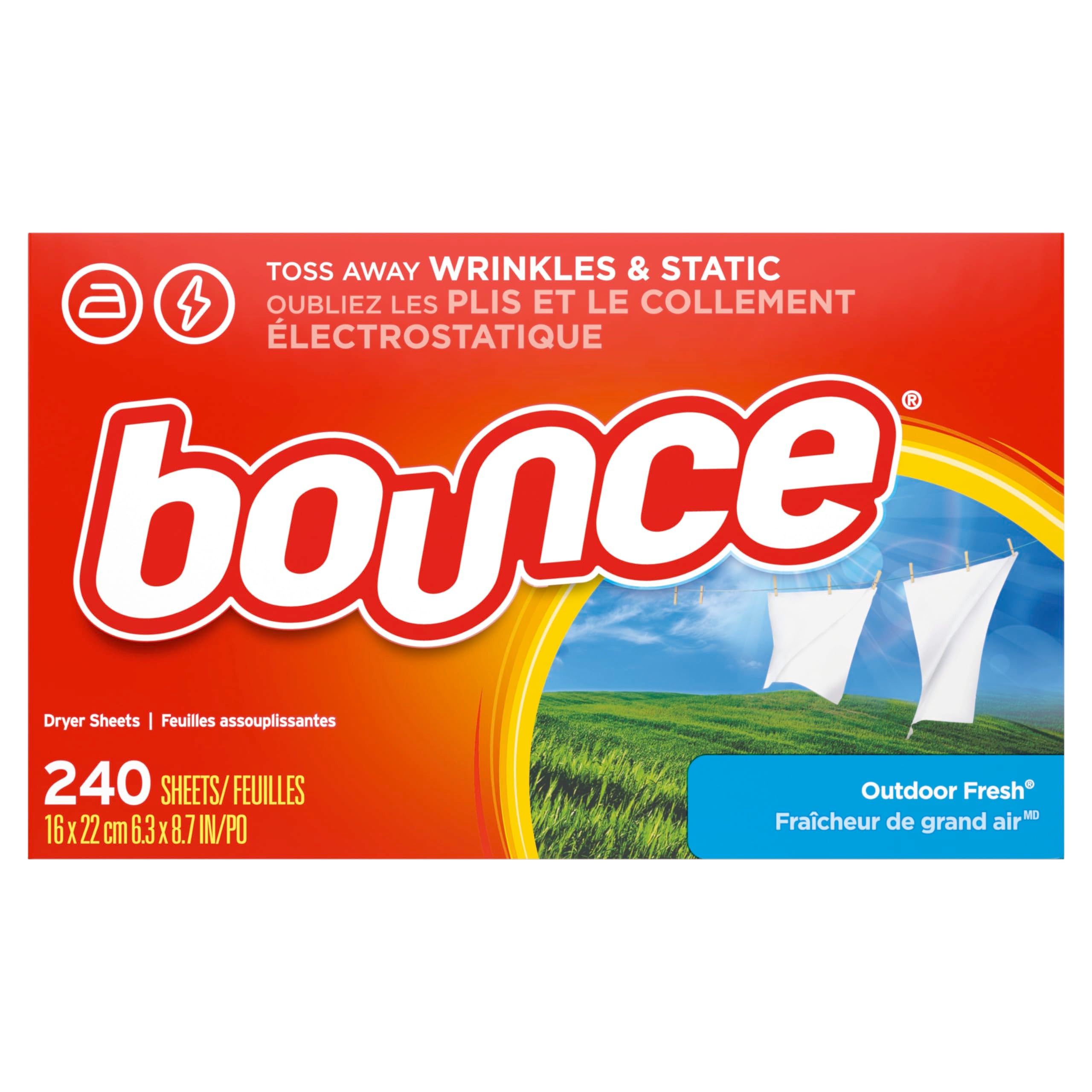 Bounce Fabric Softener Sheets, Outdoor Fresh Scent, 240 Count