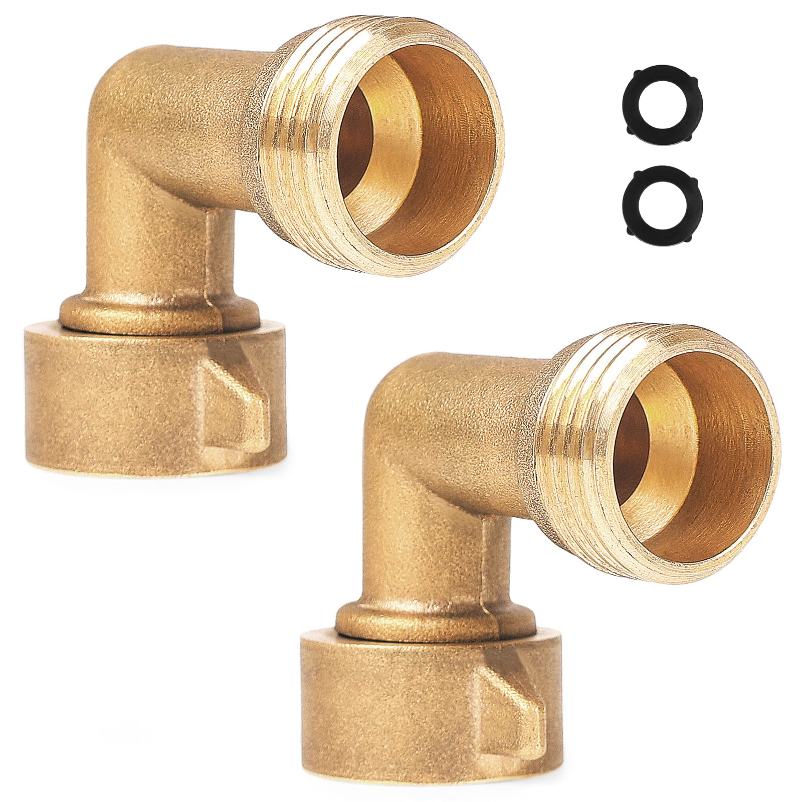 WUFOTY 90-Degree Brass Hose Elbow 2-Pack