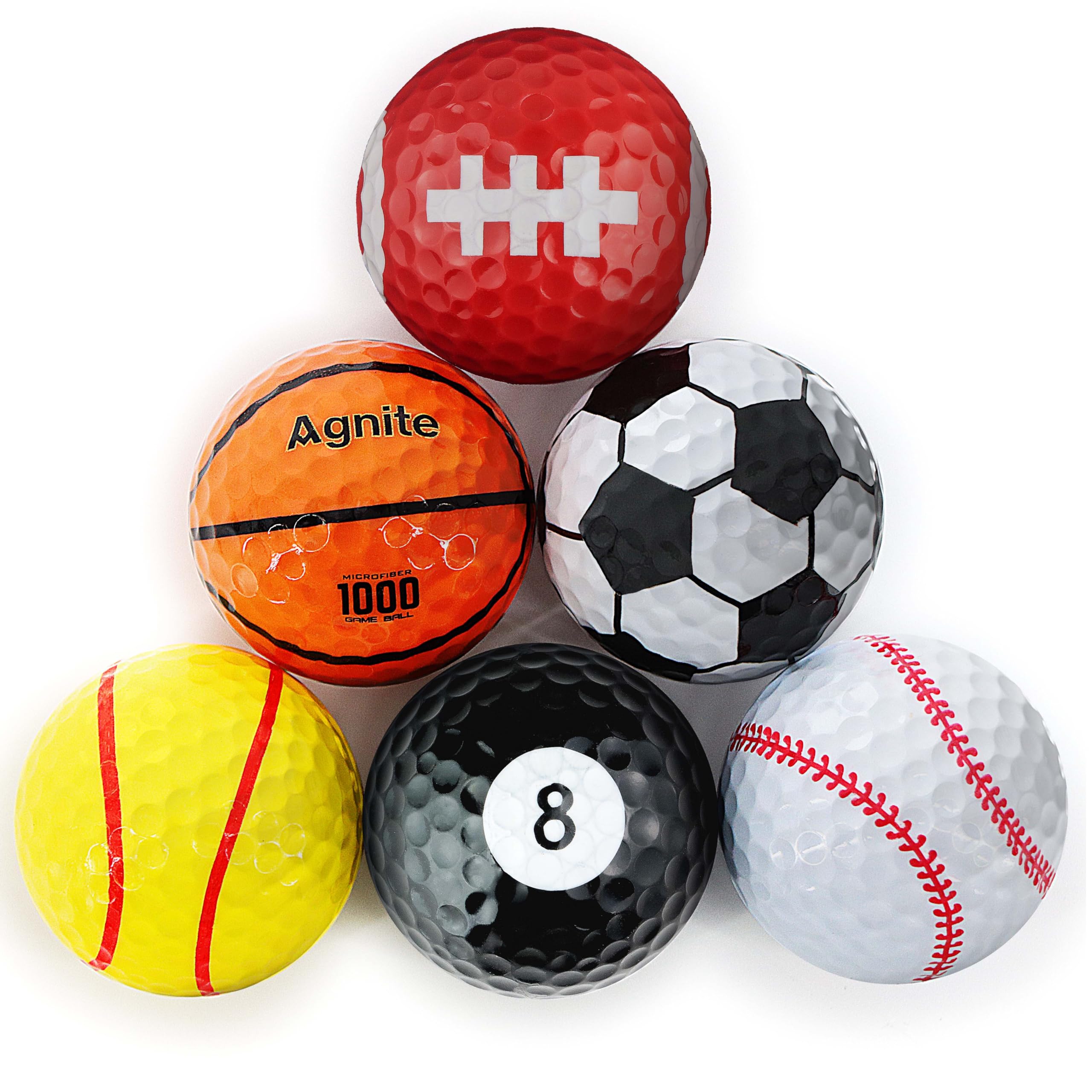 Funny Colored Golf Balls Novelty 6-Pack