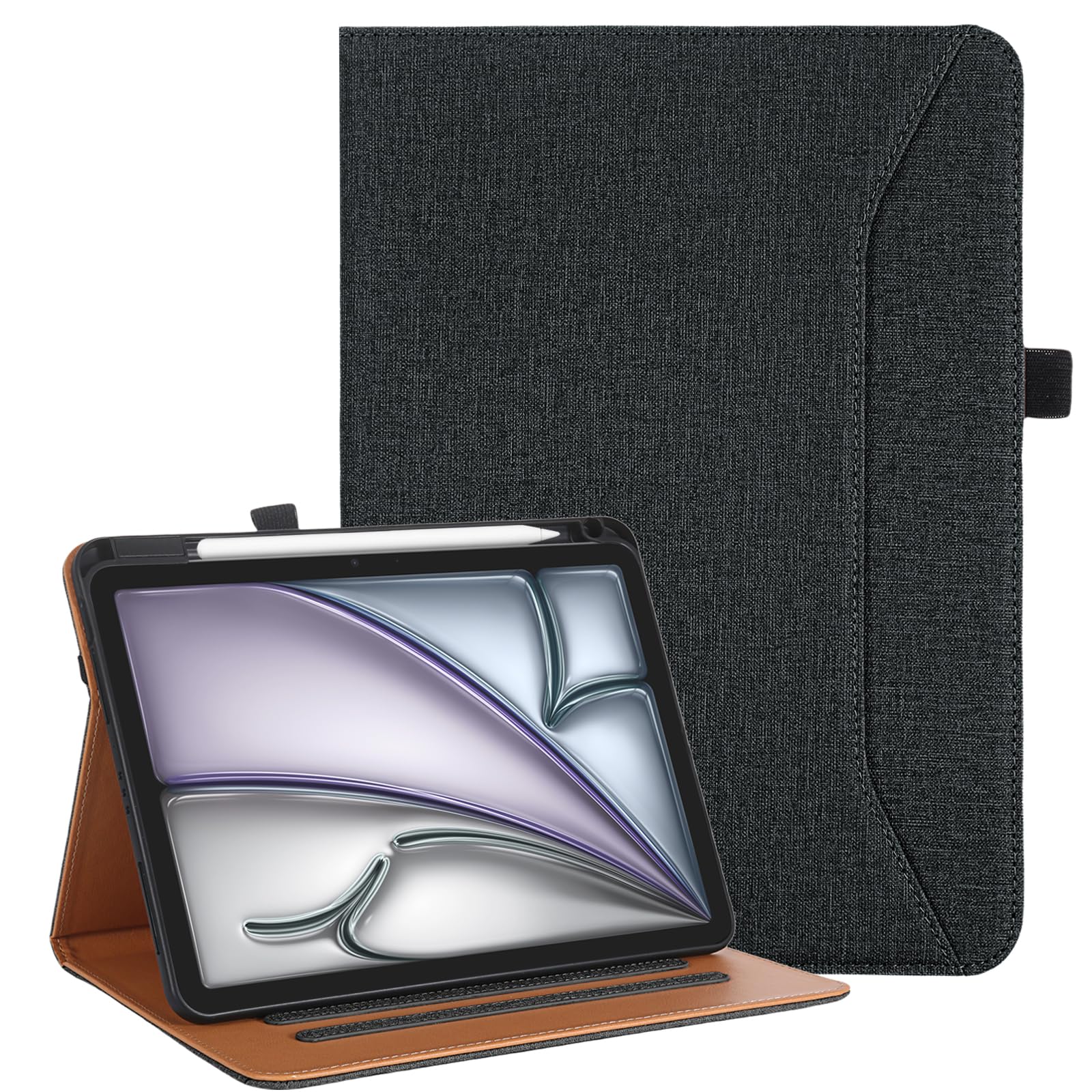 Vakarey iPad Air 11 Inch M2 Case Pencil Holder Black