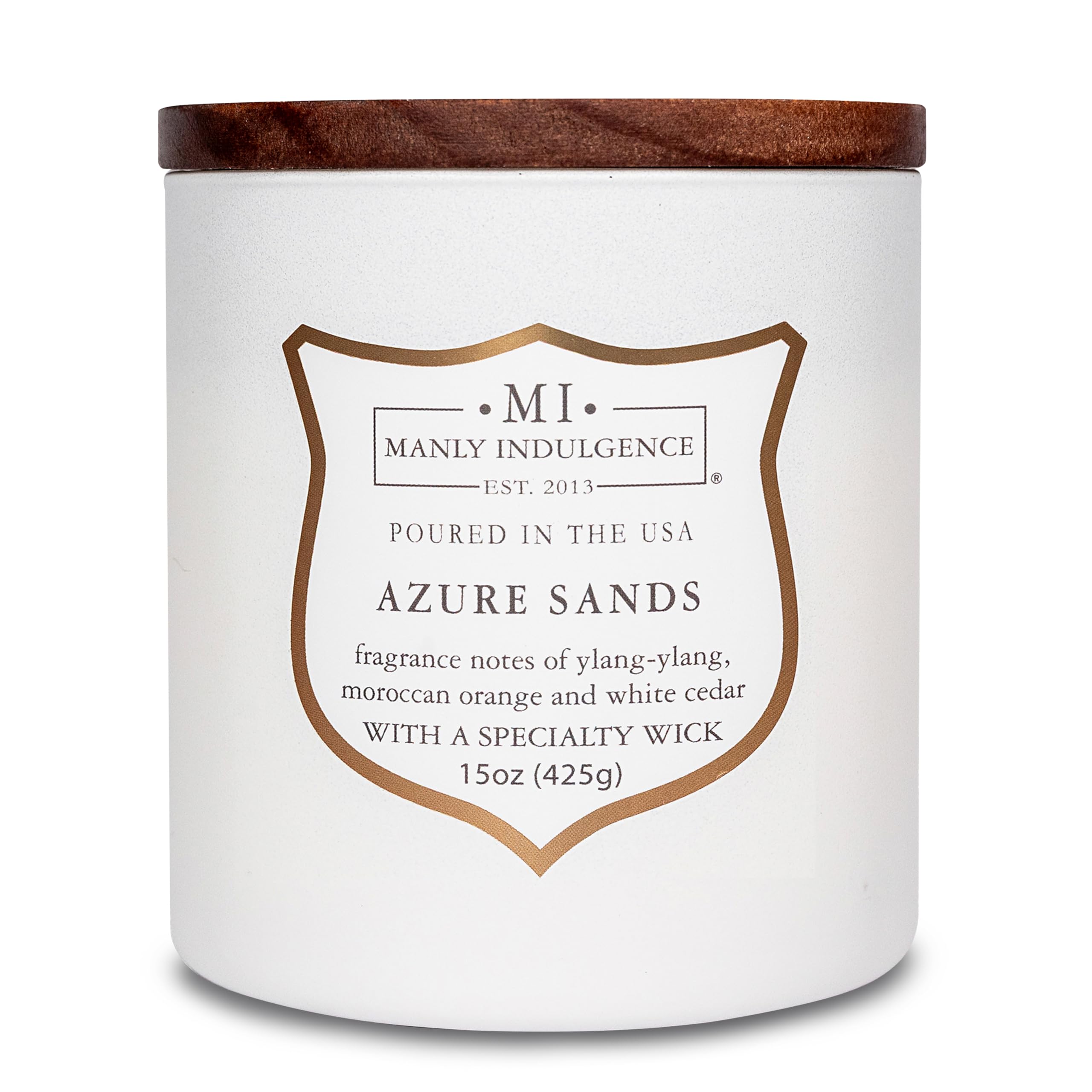Manly Indulgence Azure Sands Wooden Wick Candle