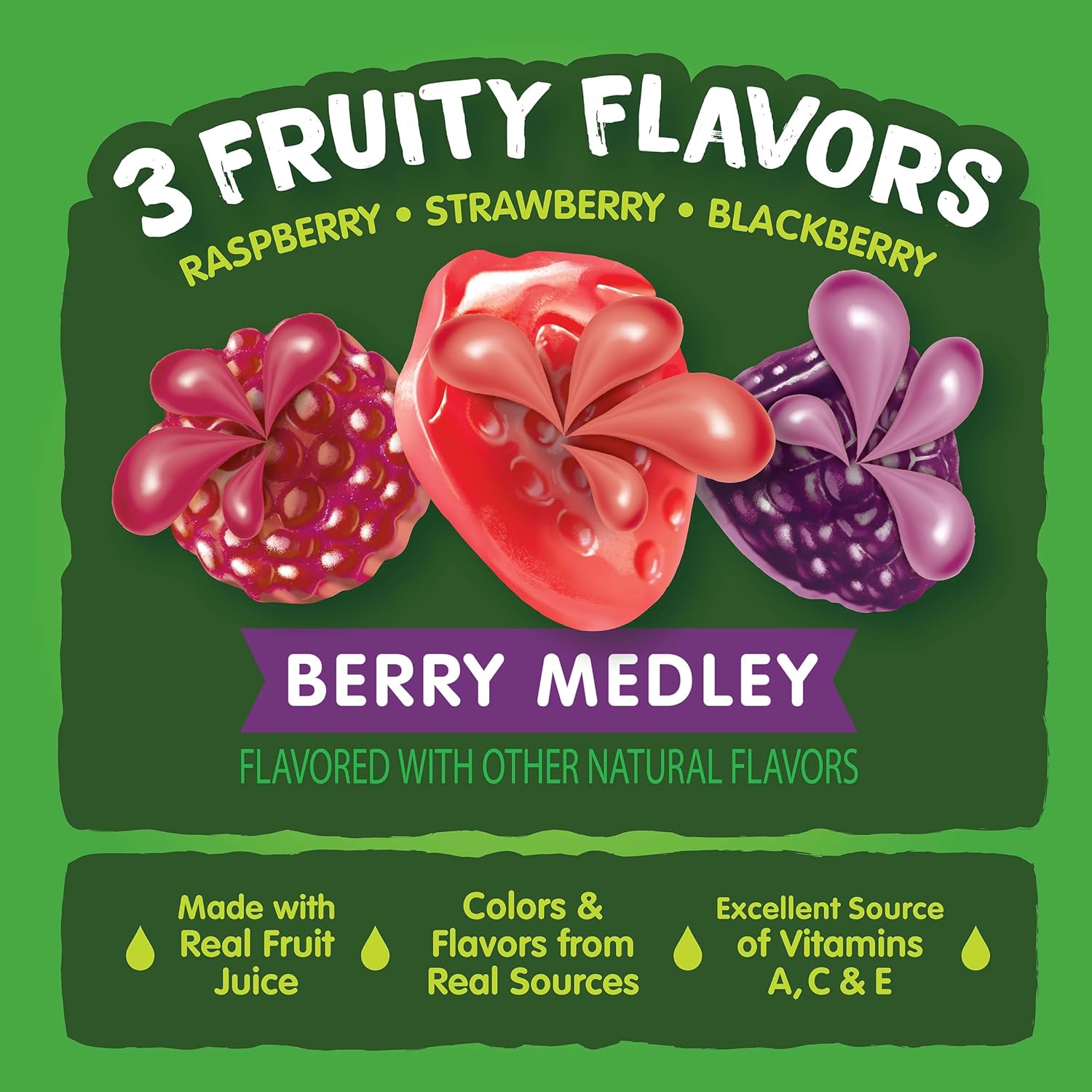 Black Forest Juicy Burst Fruit Snacks, Berry Medley, 0.8 Ounce Pouches