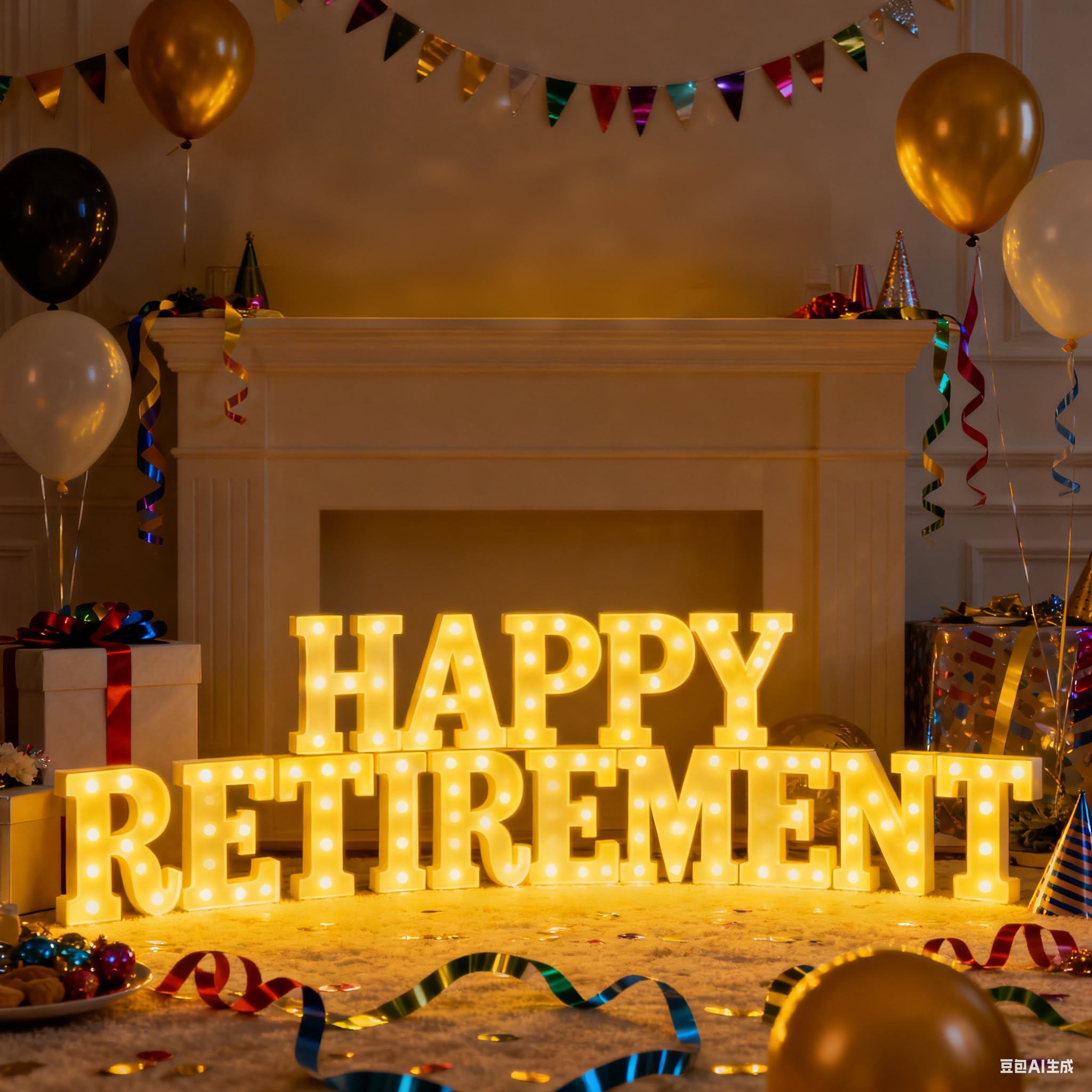 UBKGE Happy Retirement LED Light Up Letters Set