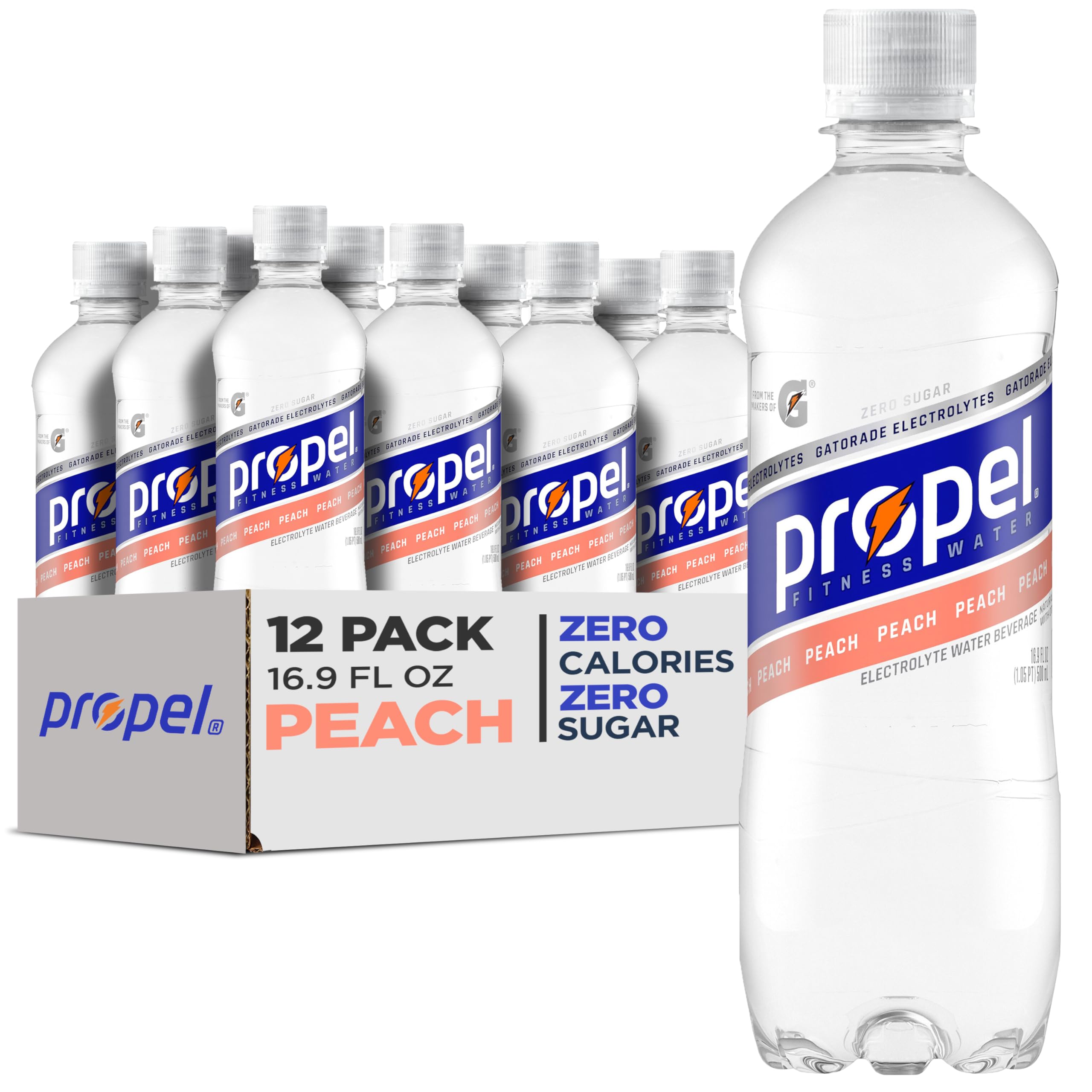 Propel Peach Electrolyte Water 16.9oz 12 Pack