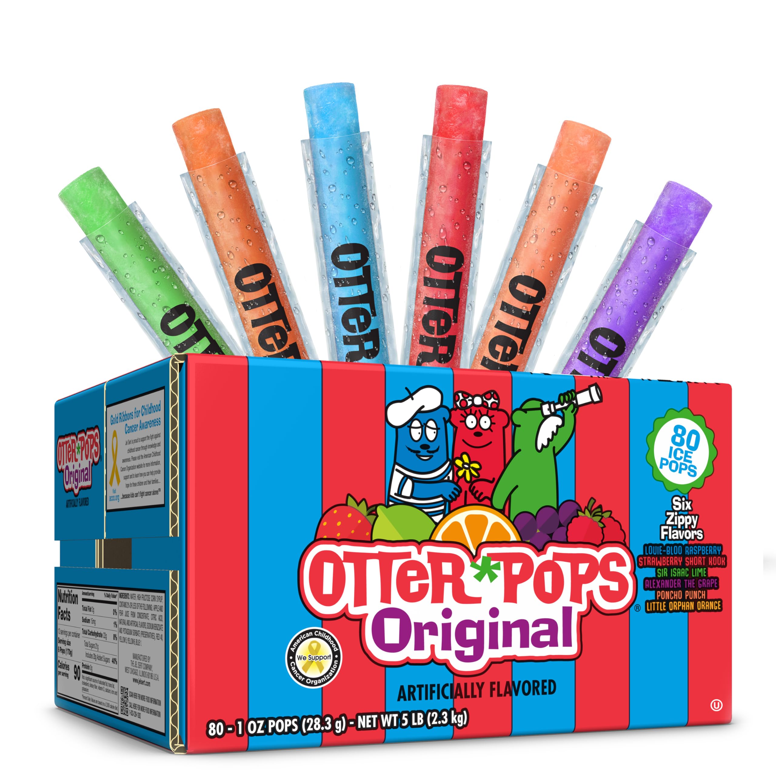 Otter Pops Freezer Bars, Ice Pops, Original Flavors (80ct - 1oz Bars)