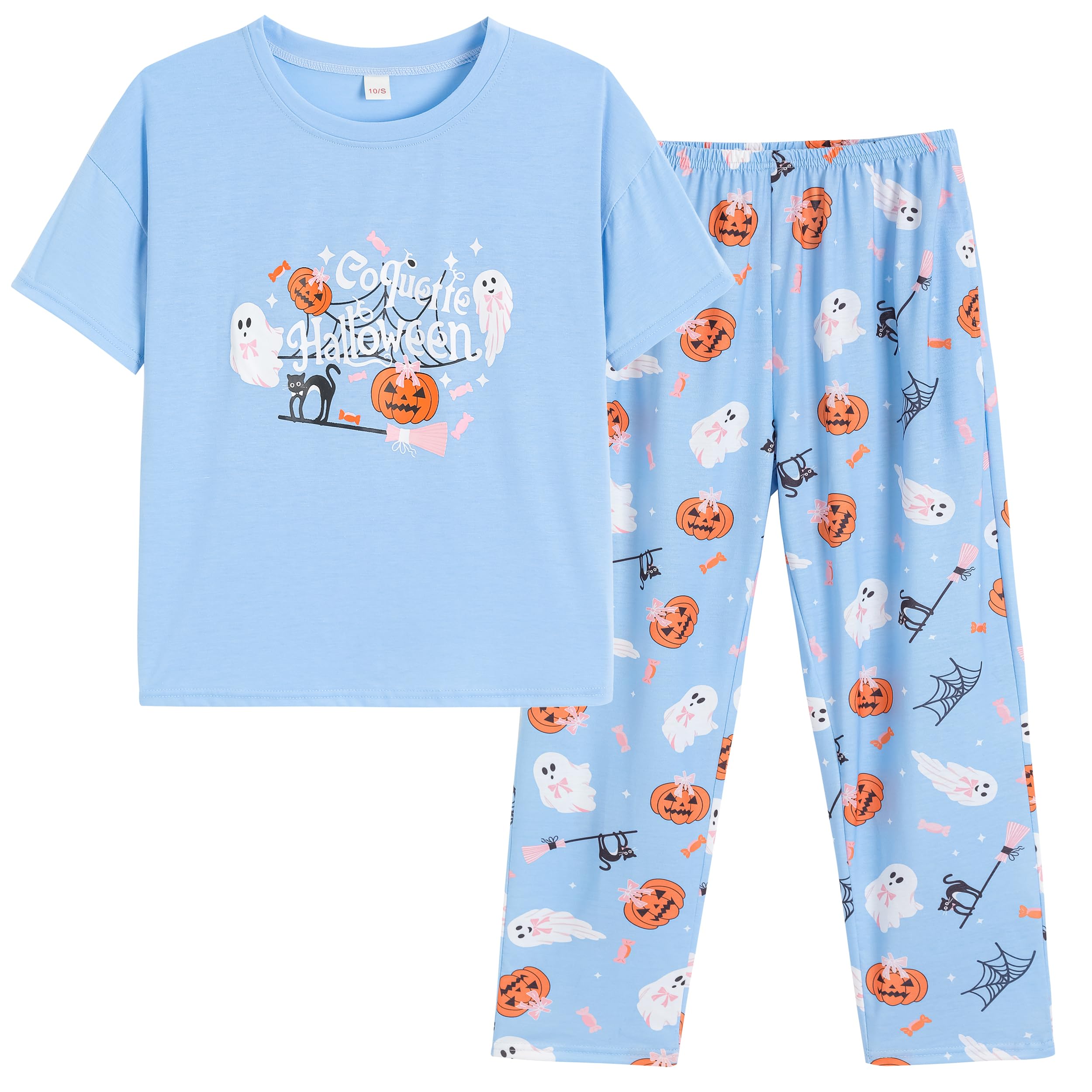 Vopmocld Girls Short Sleeve Pajama Set Ghost Bowknot Size 12