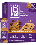 IQBAR Protein Bars Almond Butter Chip High Fiber Plant Based Snacks, Gluten Free, Dairy Free, Vegan, Soy Free