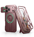 Dexnor for iPhone 17 Pro Max Case, [2 Front Frame & Built-in Flip Camera Cover & Kickstand], Compatible with MagSafe, Heavy-Duty Shockproof Protection Case with Screen Protector, 6.9 inch Maroon Red