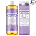 DAMAGED Dr. Bronner's Pure-Castile Liquid Magic Soap Bottle & Refill Carton - Made with Regenerative Organic Certified Oils, 86% Less Plastic per Quart - For Face, Body Wash, Hand Soap Refill- Lavender, 32oz