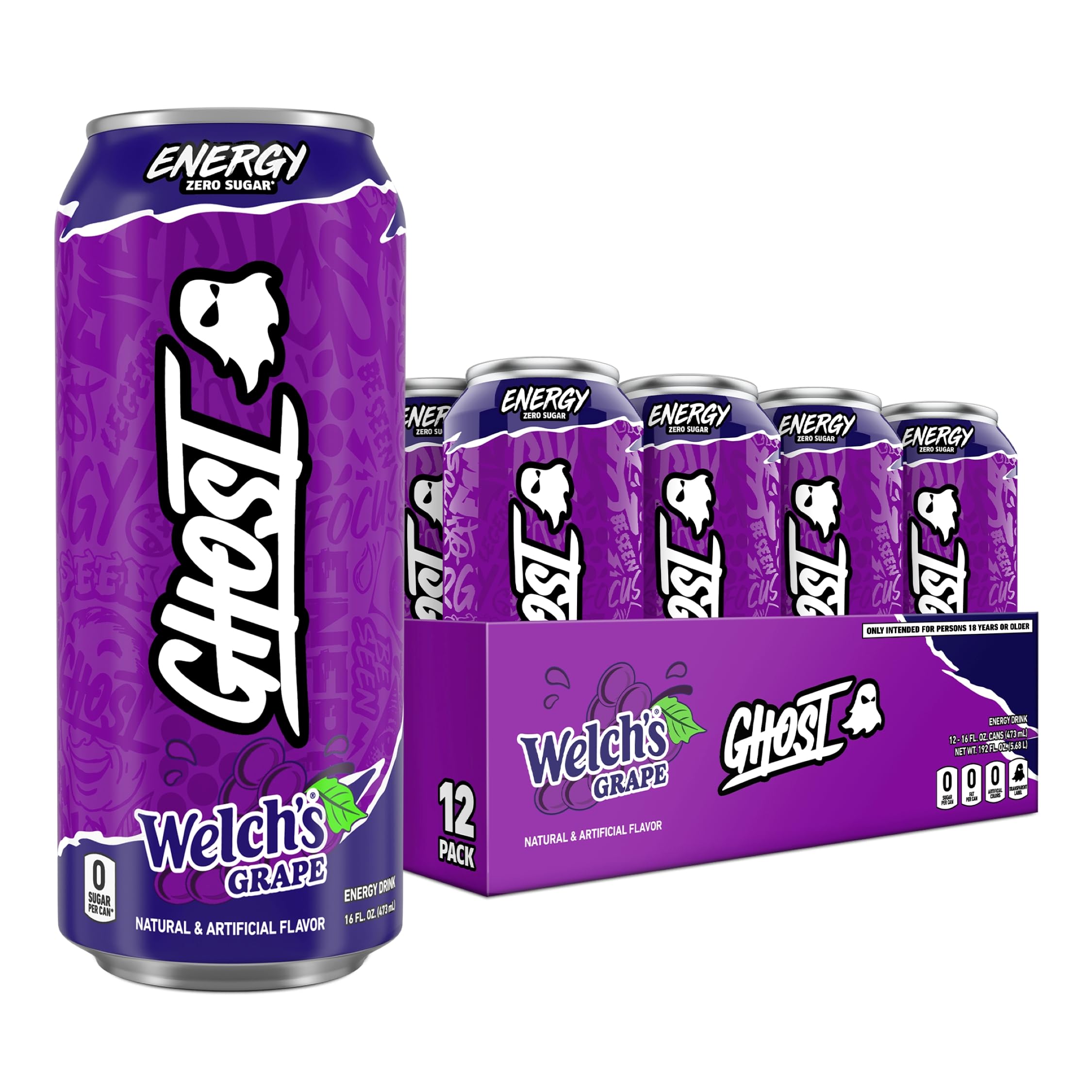 GHOST Welch’s Grape Energy 16oz Cans 12-Pack