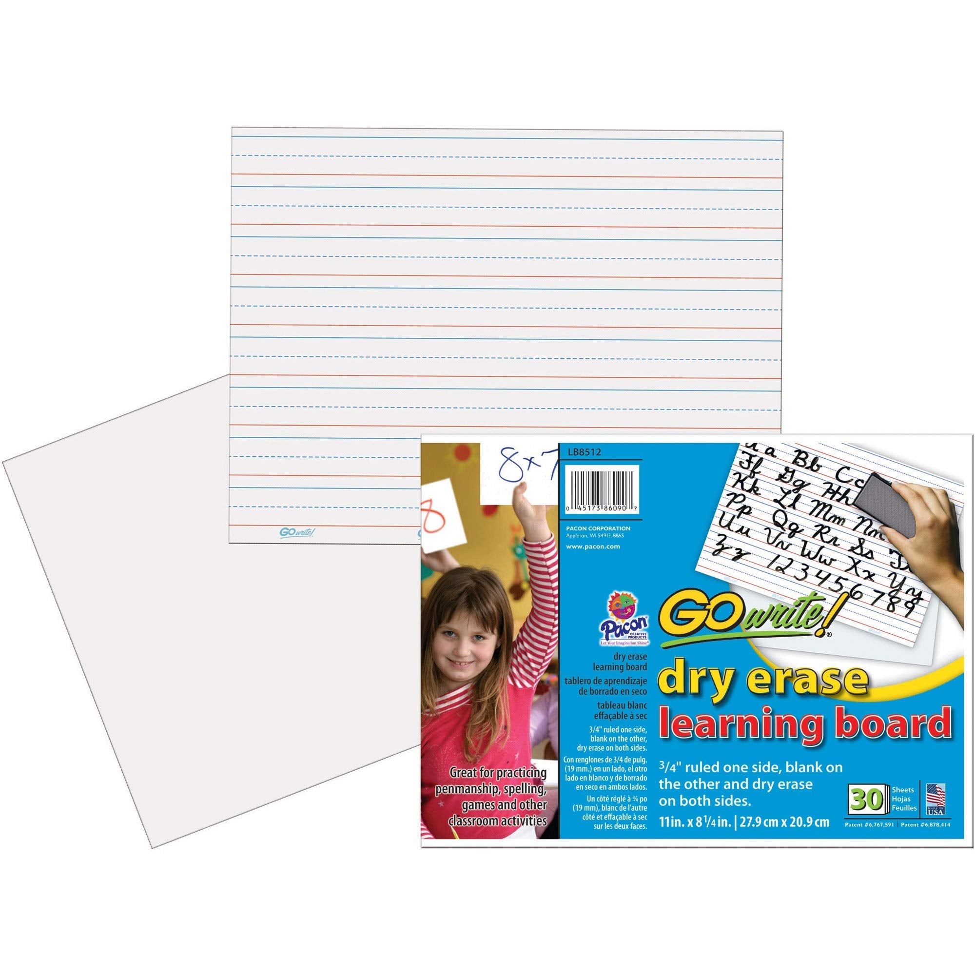 GoWrite Dry Erase Learning Sheets Ruled 30-Pack