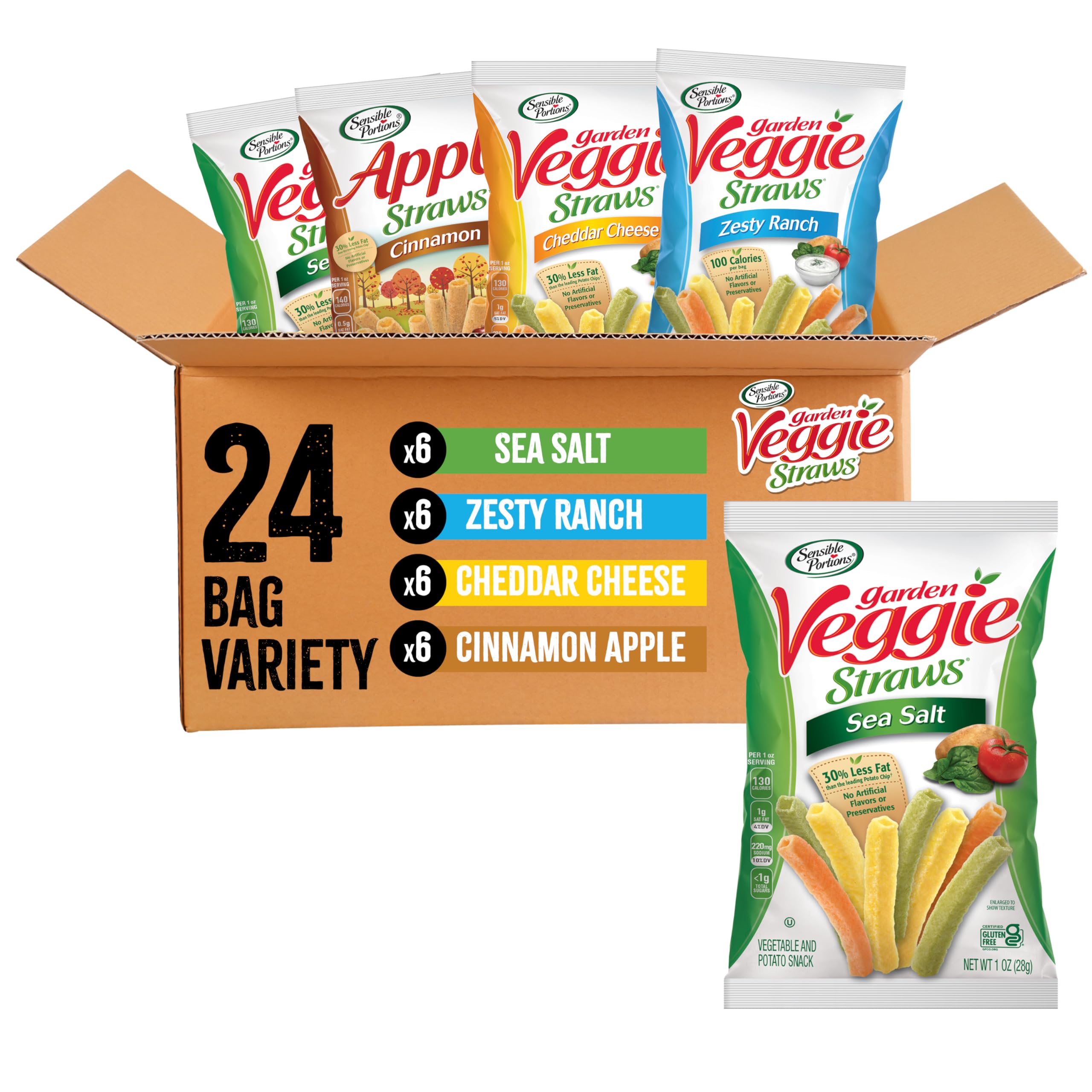 Sensible Portions Veggie Straws Variety 1oz 24-Pack