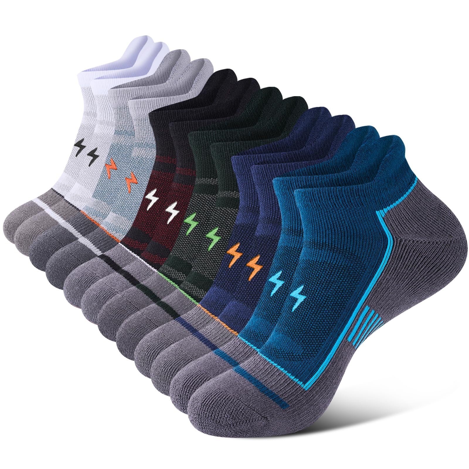 Cirorld Mens Low-Cut Cushioned Running Socks 6-Pairs