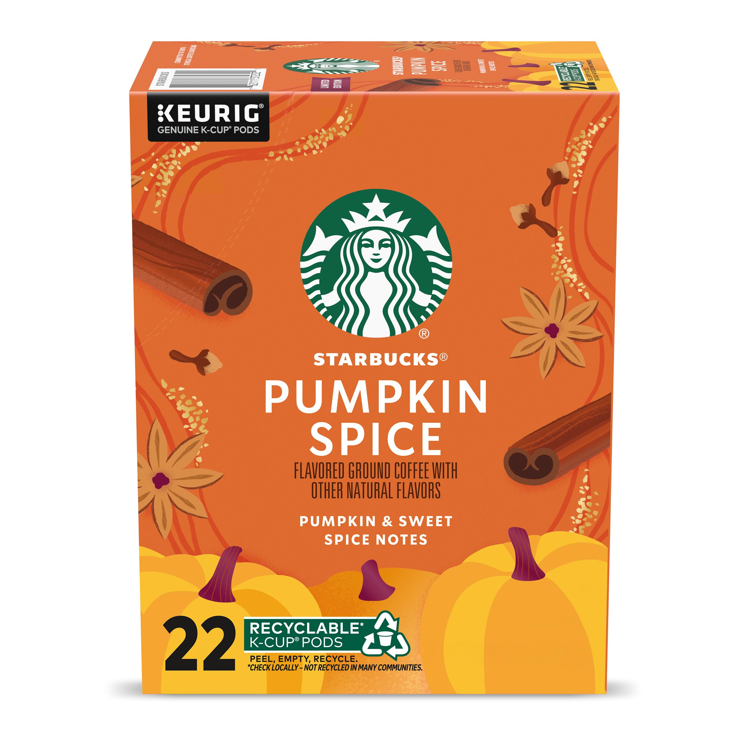 Starbucks Pumpkin Spice K-Cup Pods Limited Edition 22 Count