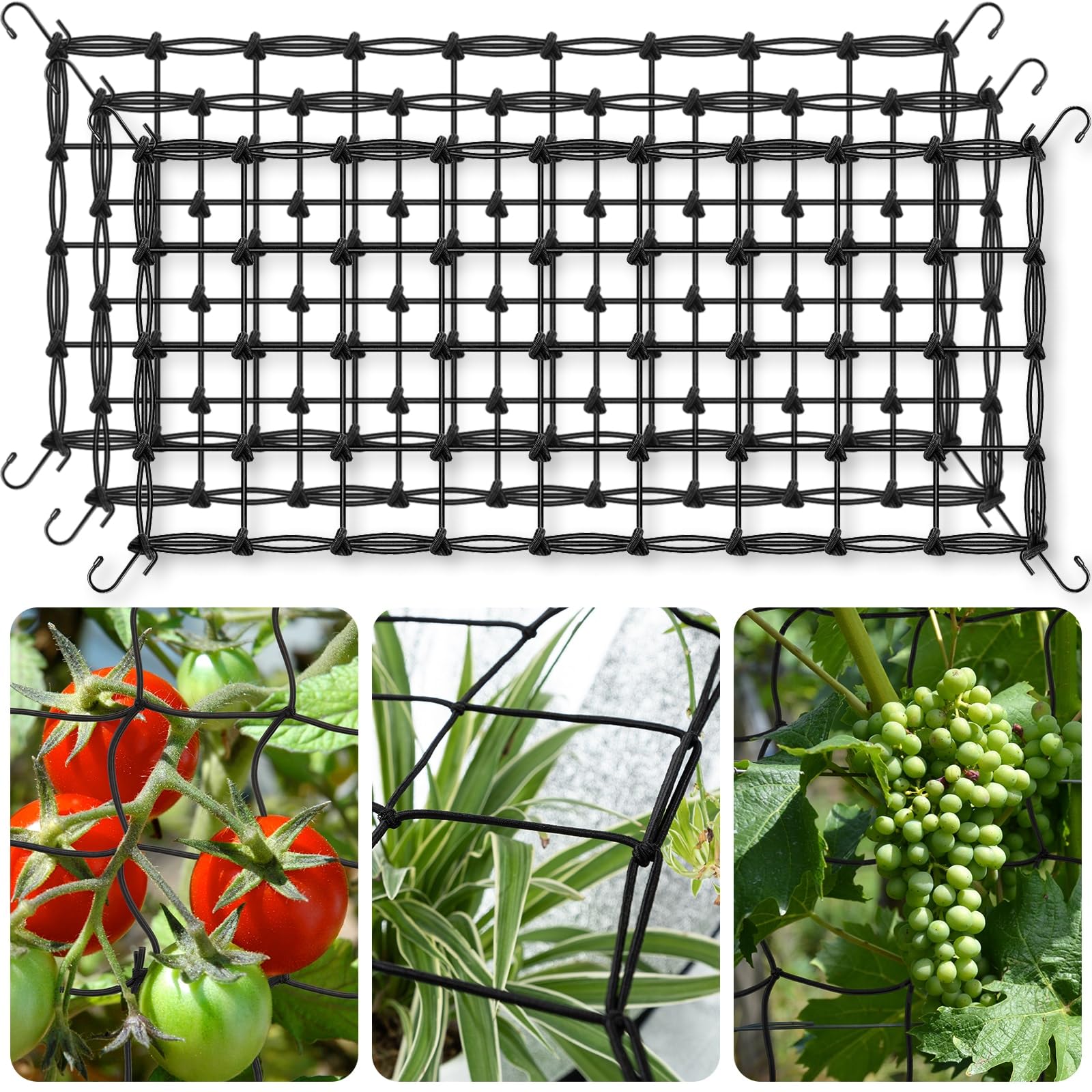 Grow Tent Trellis Netting 2x4ft 3-Pack Elastic