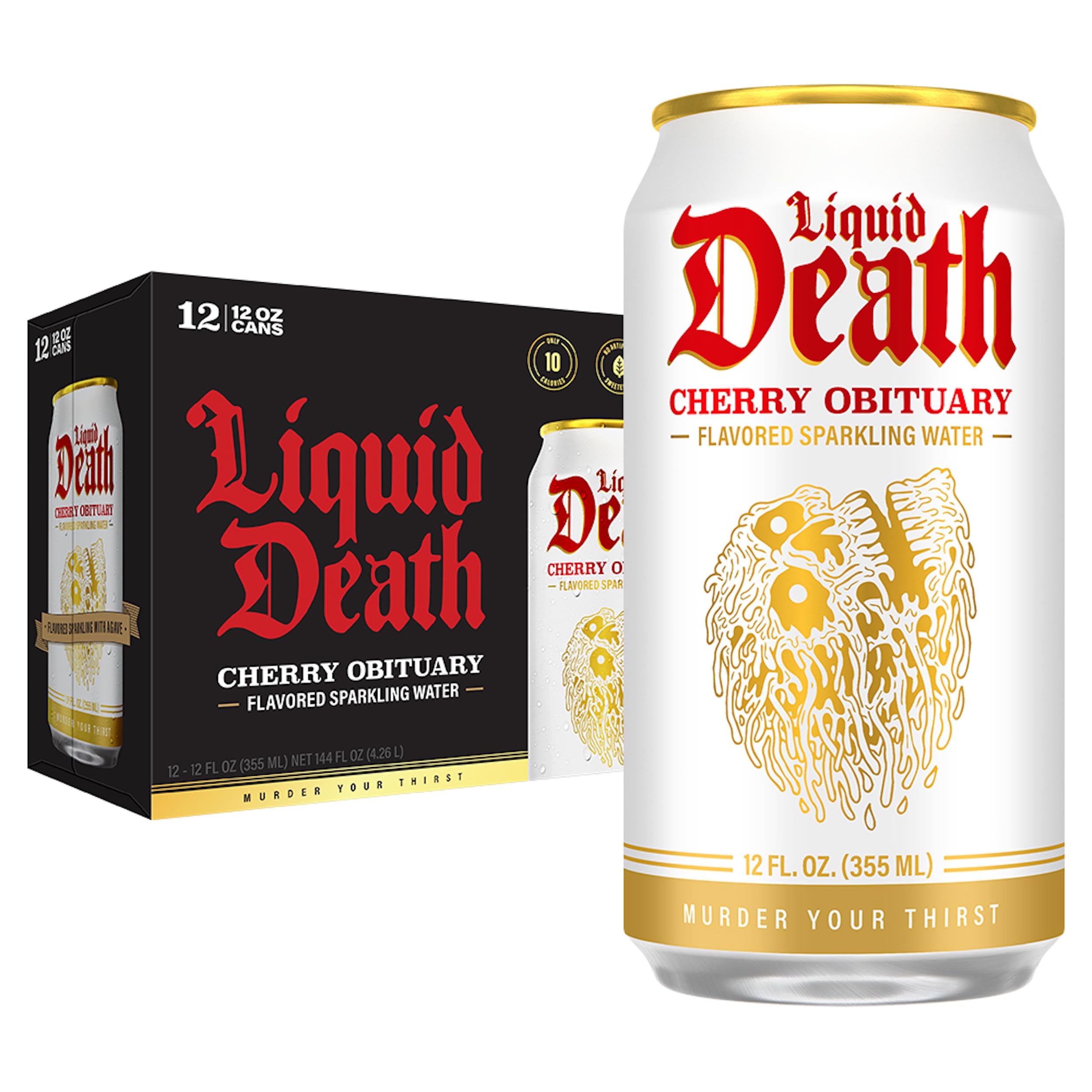 Liquid Death Cherry Obituary Sparkling Water 12oz 12 Pack