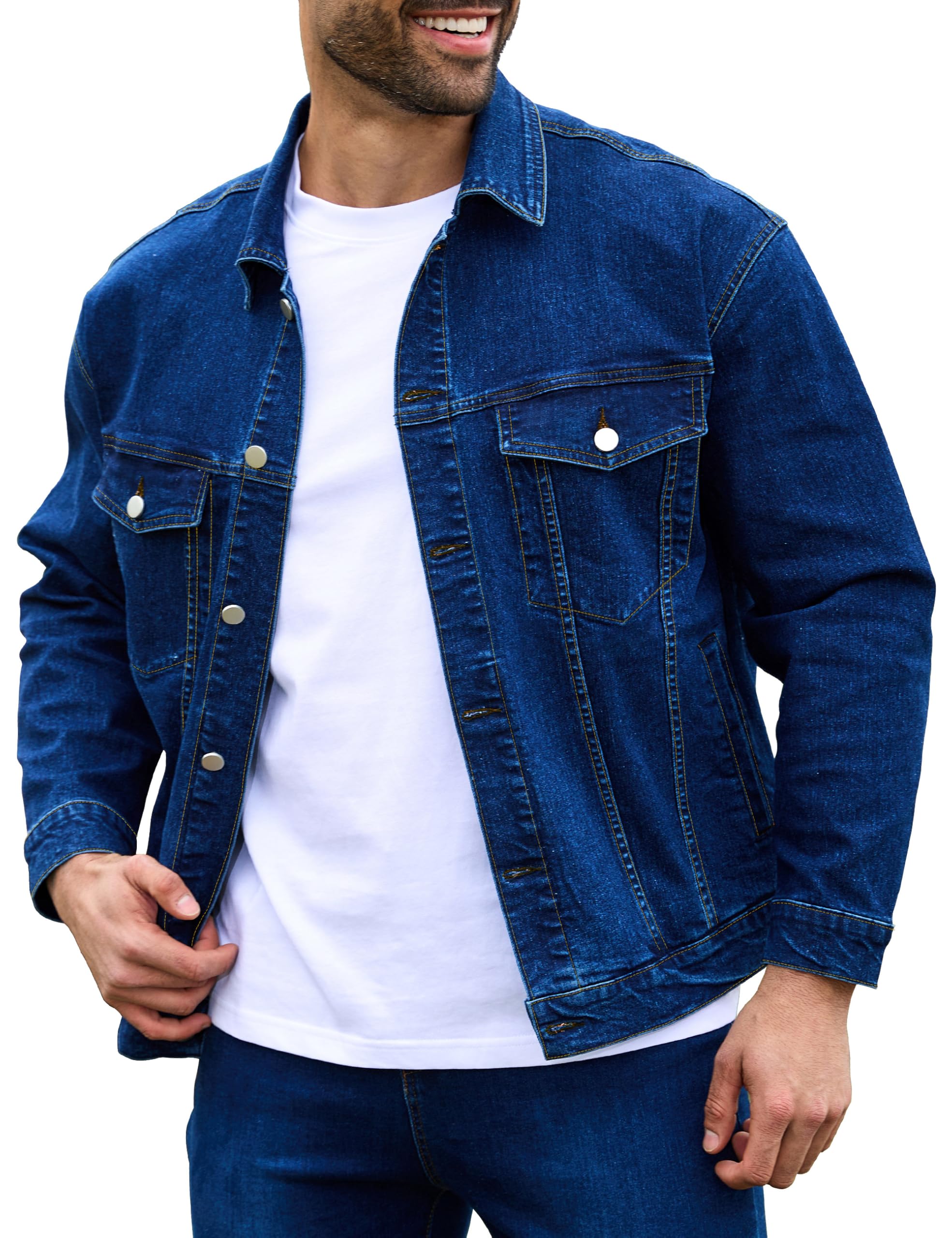 Bindefon Menís Unlined Denim Trucker Jacket Blue Large