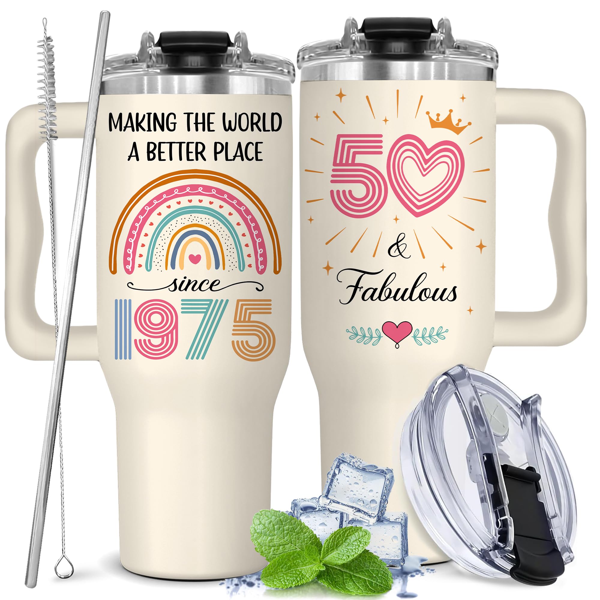 50 Fabulous 1975 Birthday Tumbler 40oz Women