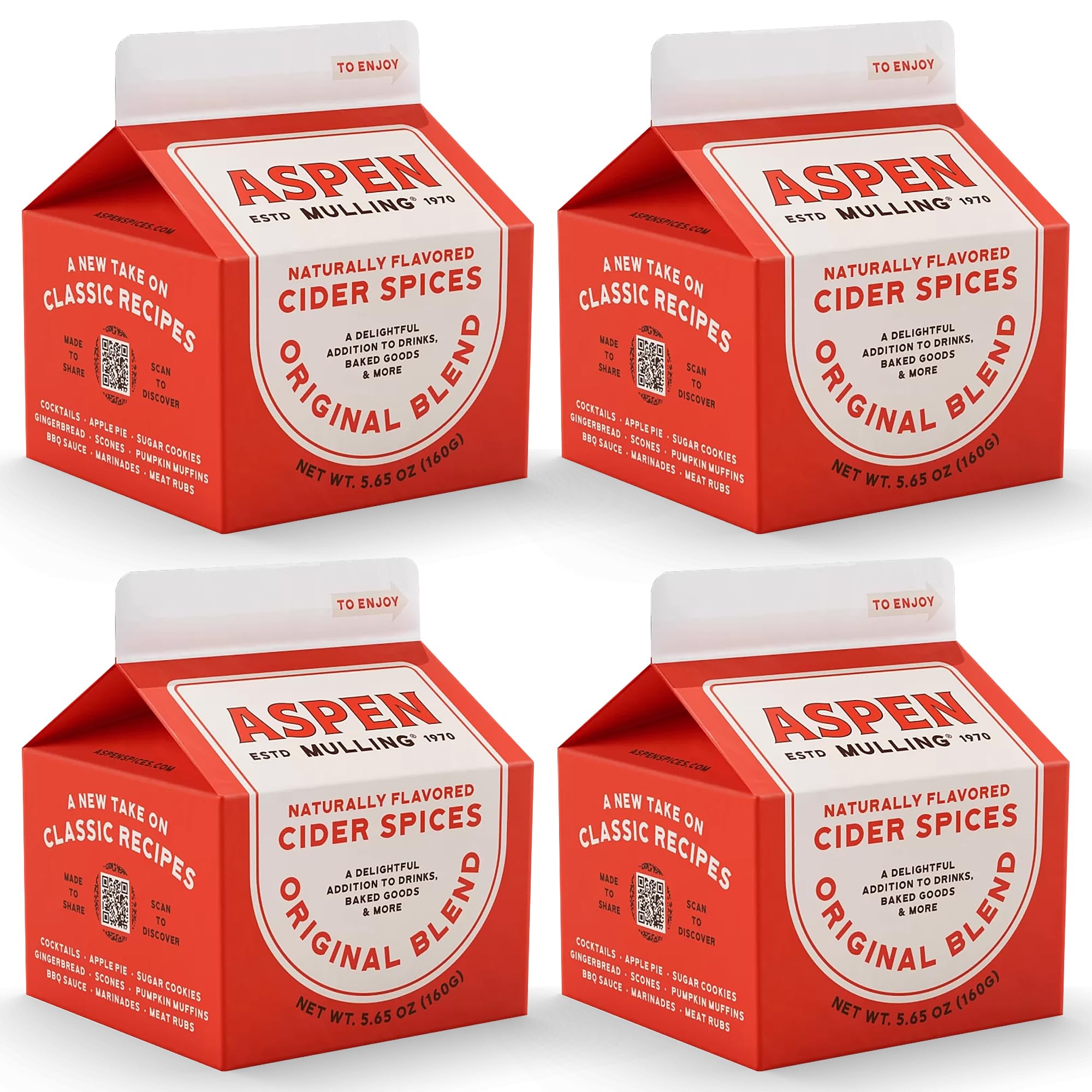 Aspen Mulling Cider Spices Original Blend. Cinnamon, Nutmeg, & Clove. Holiday Mulling Spice Mix for Spiced Cider, Mulled Red Wine, & Festive Winter Beverage Mix. 5.65Ã¢Â€Â¯oz. (Pack of 4)