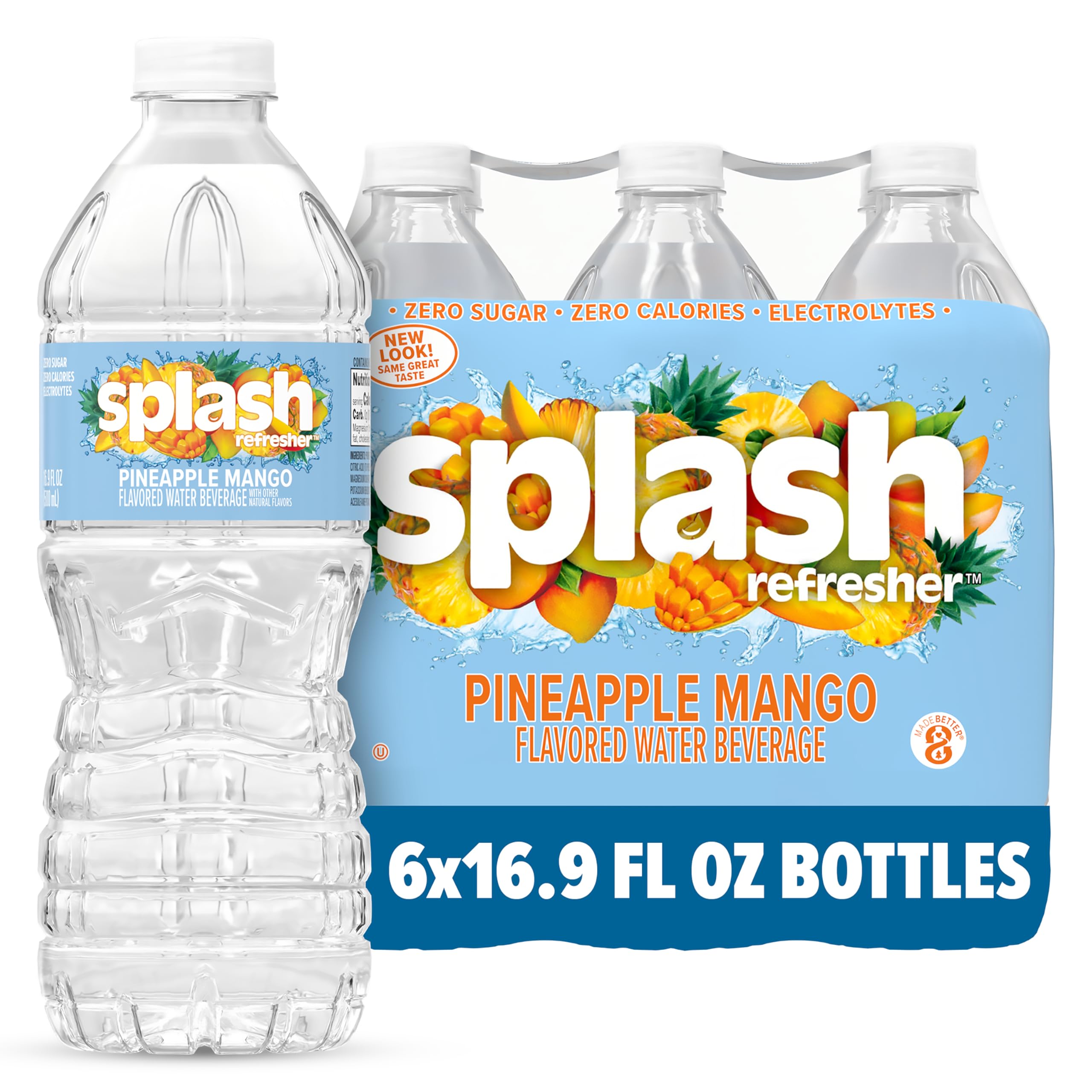 SPLASH Refresher Pineapple Mango Water 16.9oz 6 Pack