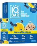 IQBAR Protein Bars Lemon Blueberry High Fiber Plant Based Snacks, Gluten Free, Dairy Free, Vegan, Soy Free