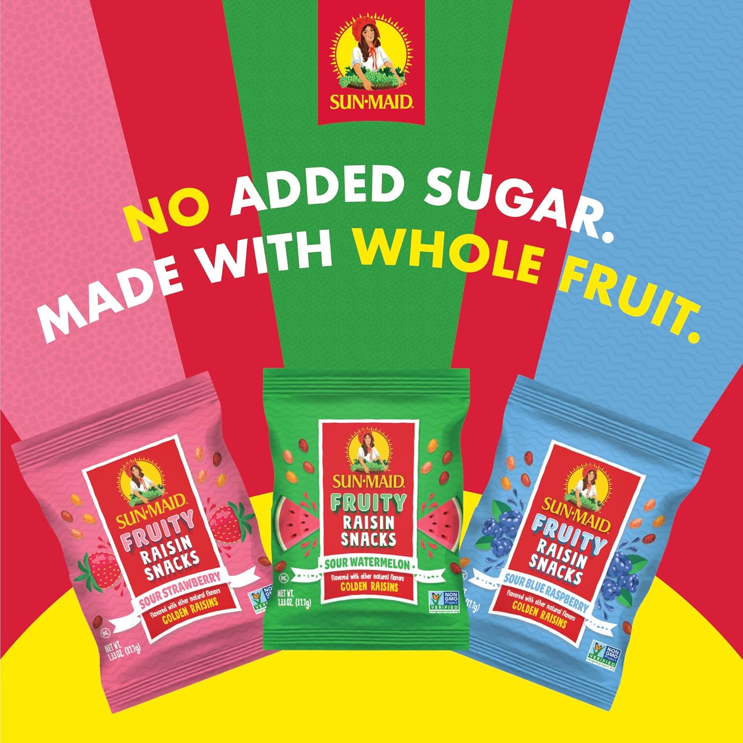 Sun-Maid Fruity Raisin Snack Variety Pack - Sour Strawberry, Watermelon & Blue Raspberry - 1 Each