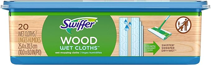 Swiffer Sweeper Wet Cloths for Mopping Wood Floors, 20 Count