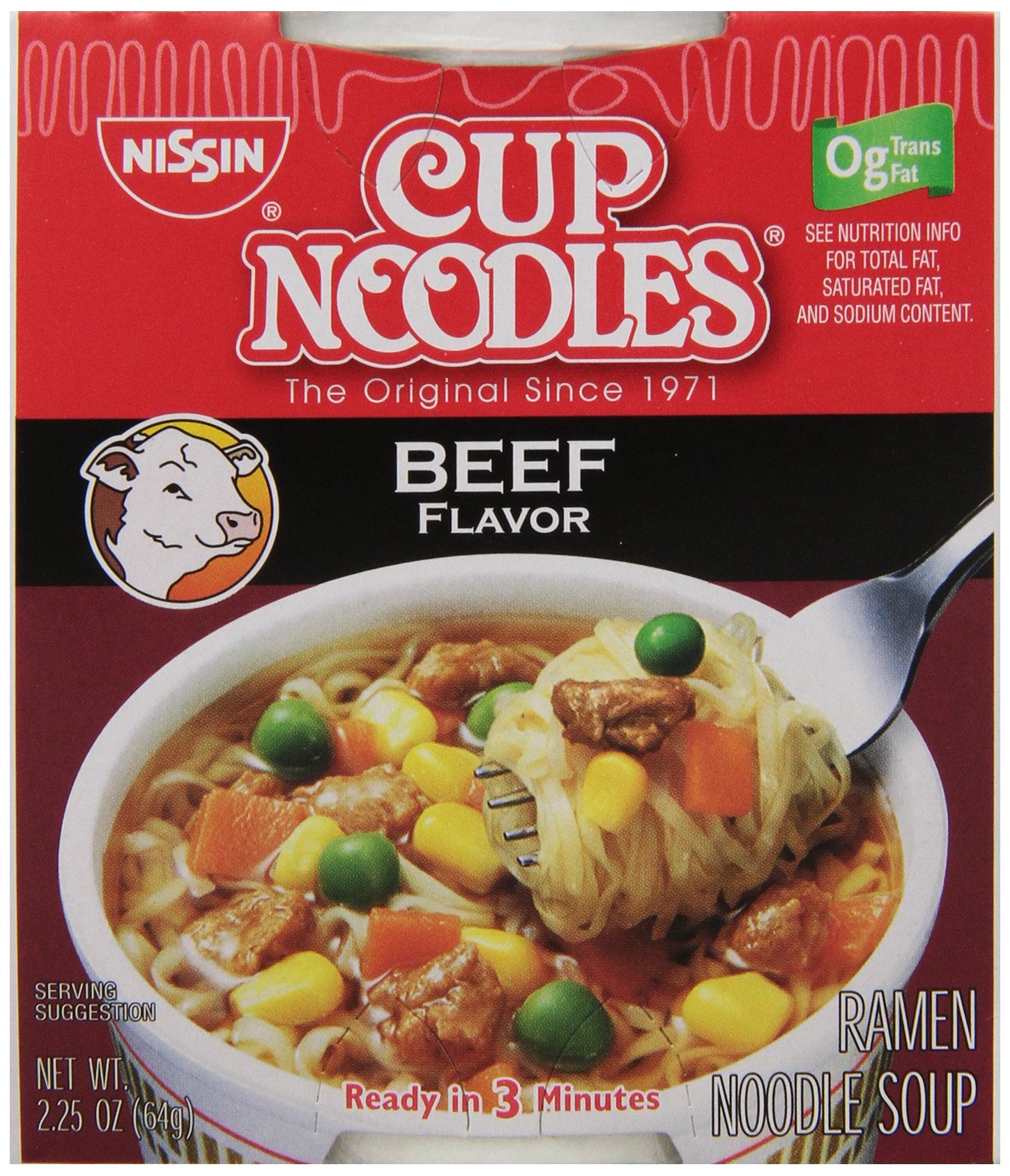 Nissin Cup Noodles Beef Flavor Soup 2.25oz 12 Pack