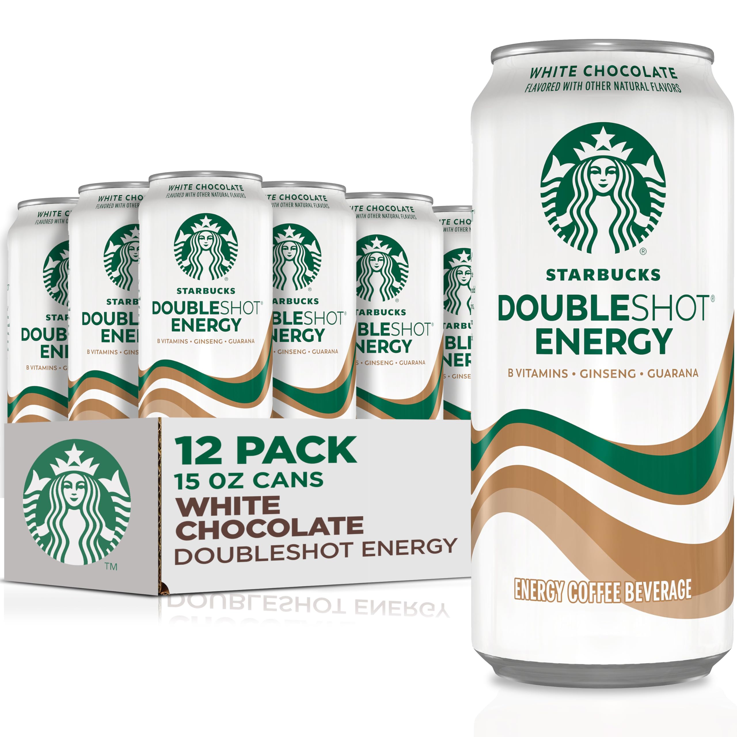 Starbucks Doubleshot Energy Drink Coffee Beverage, White Chocolate, Iced Coffee, 15 fl oz Cans (12 Pack)