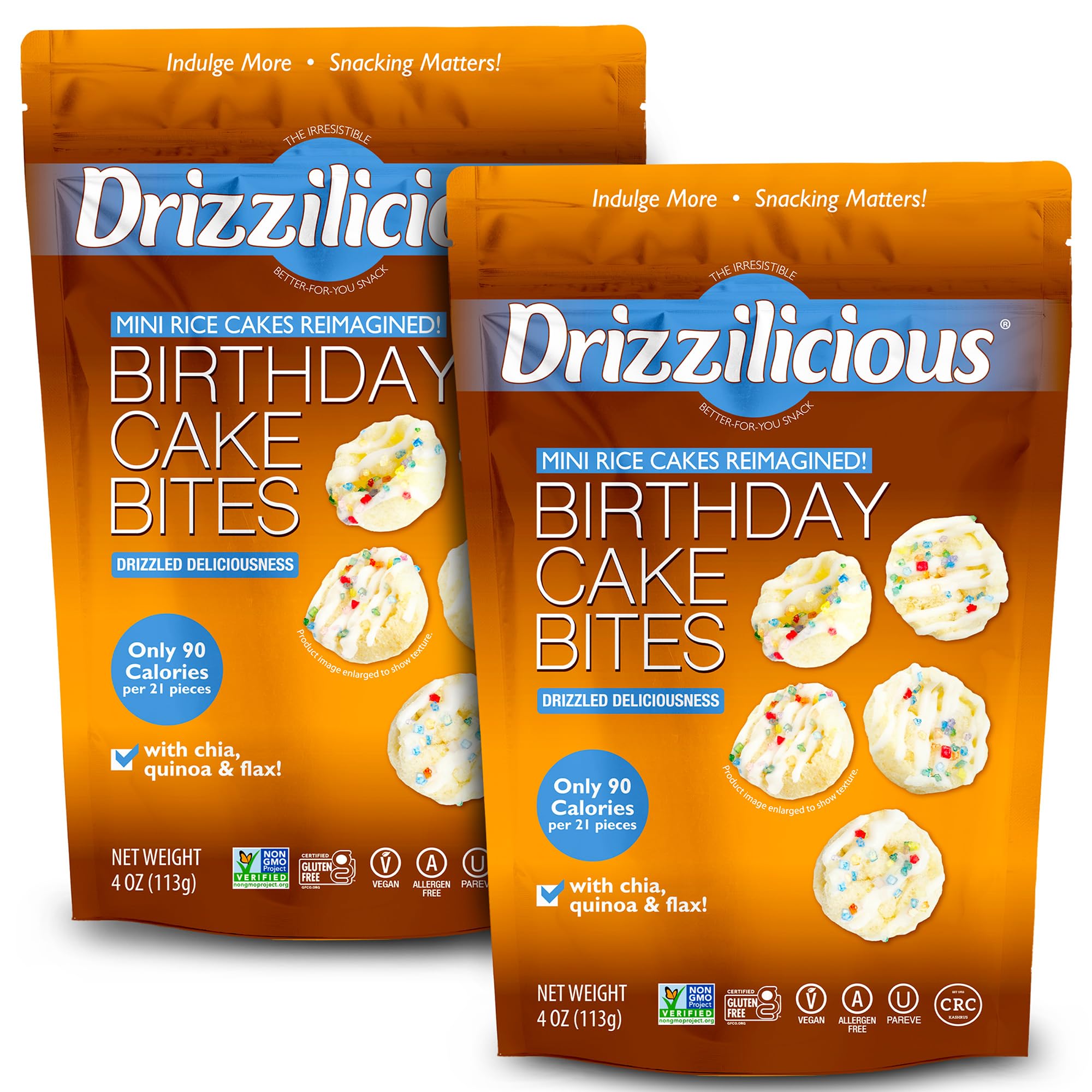 Drizzilicious Birthday Cake Mini Rice Cakes 4oz 2-Pack