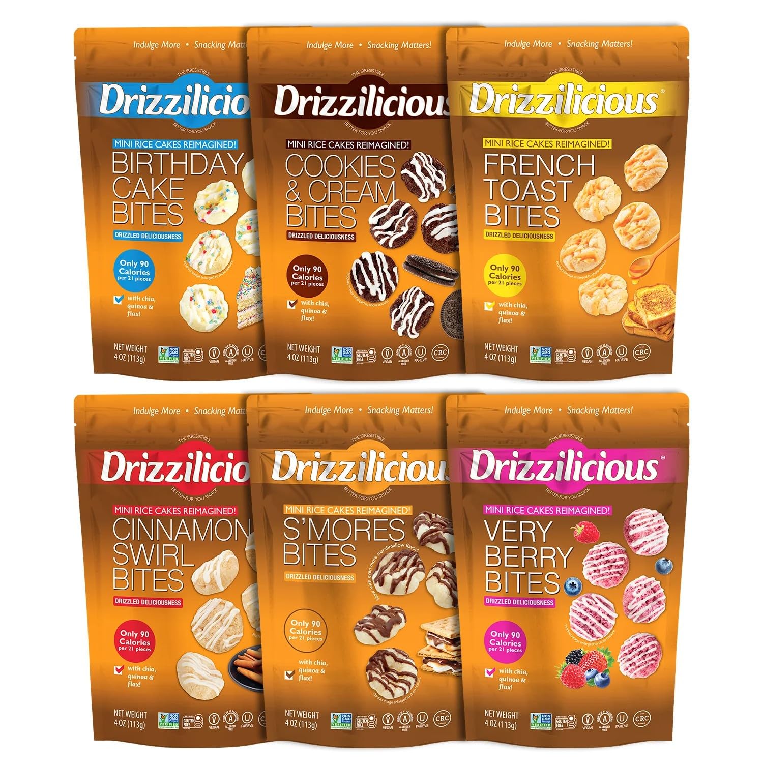 Drizzilicious Mini Rice Cakes Variety Pack 4oz 6-Pack