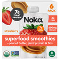 Noka Superfood Fruit & Nut Butter Smoothie Pouches, Healthy Snacks (Strawberry Peanut Butter) 6 Pack, Vegan, Plant Protein, Gluten-Free, Organic, Meal Replacement Squeeze Packs, 4.22oz Ea