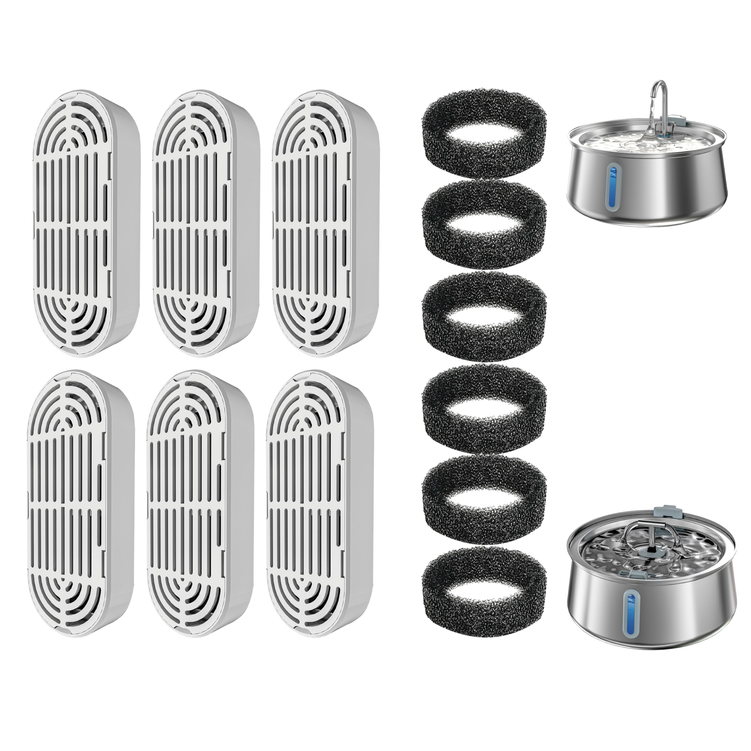 Homtyler Stainless Pet Fountain Filters Sponges 12-Pack