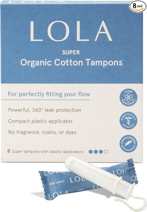 LOLA Super Plus Organic Cotton Tampons 8 count