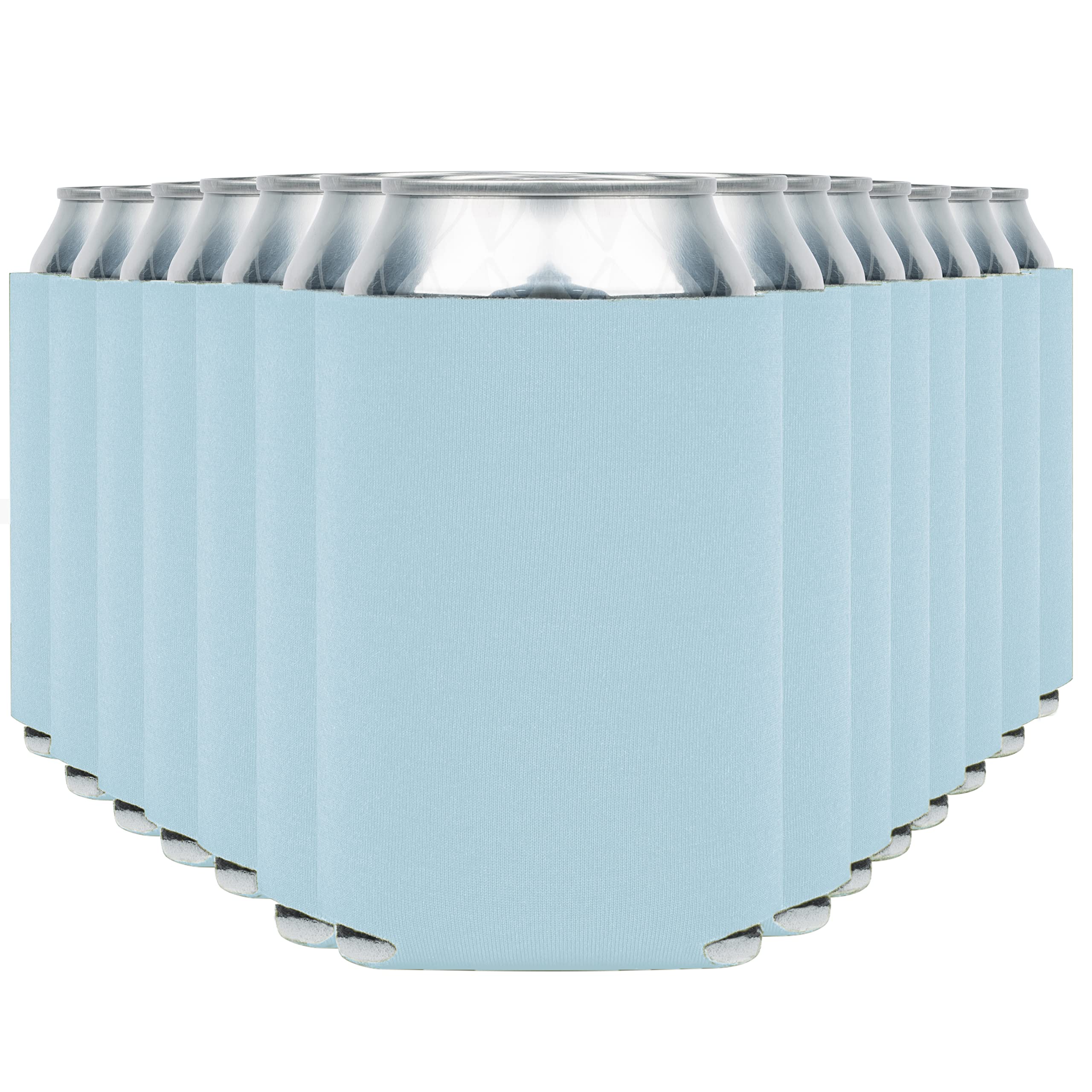 Light Blue Blank Beer Can Cooler Sleeves 30 Pack