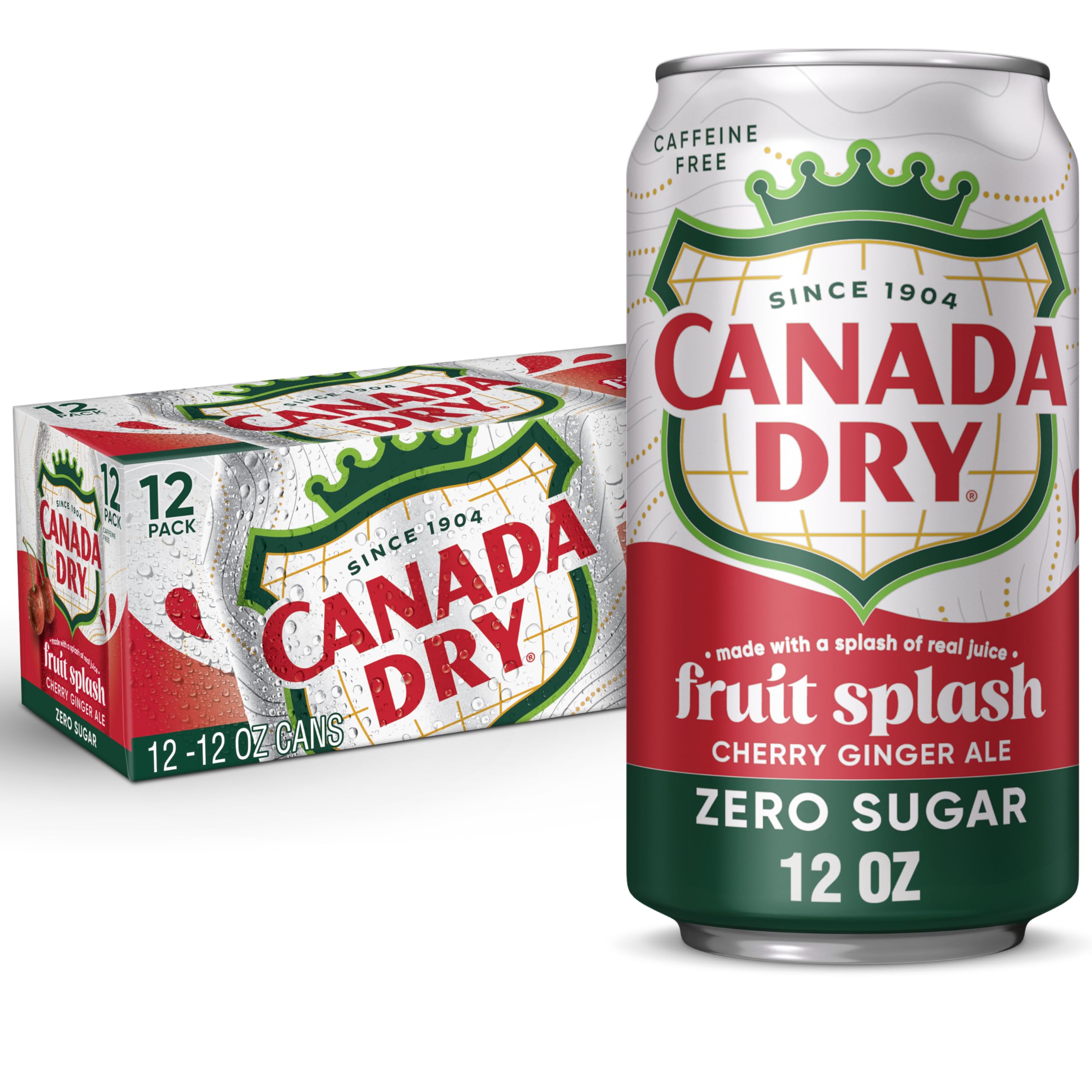 Canada Dry Zero Sugar Cherry Gingerale Fruit Splash 12oz Cans 12-Pack