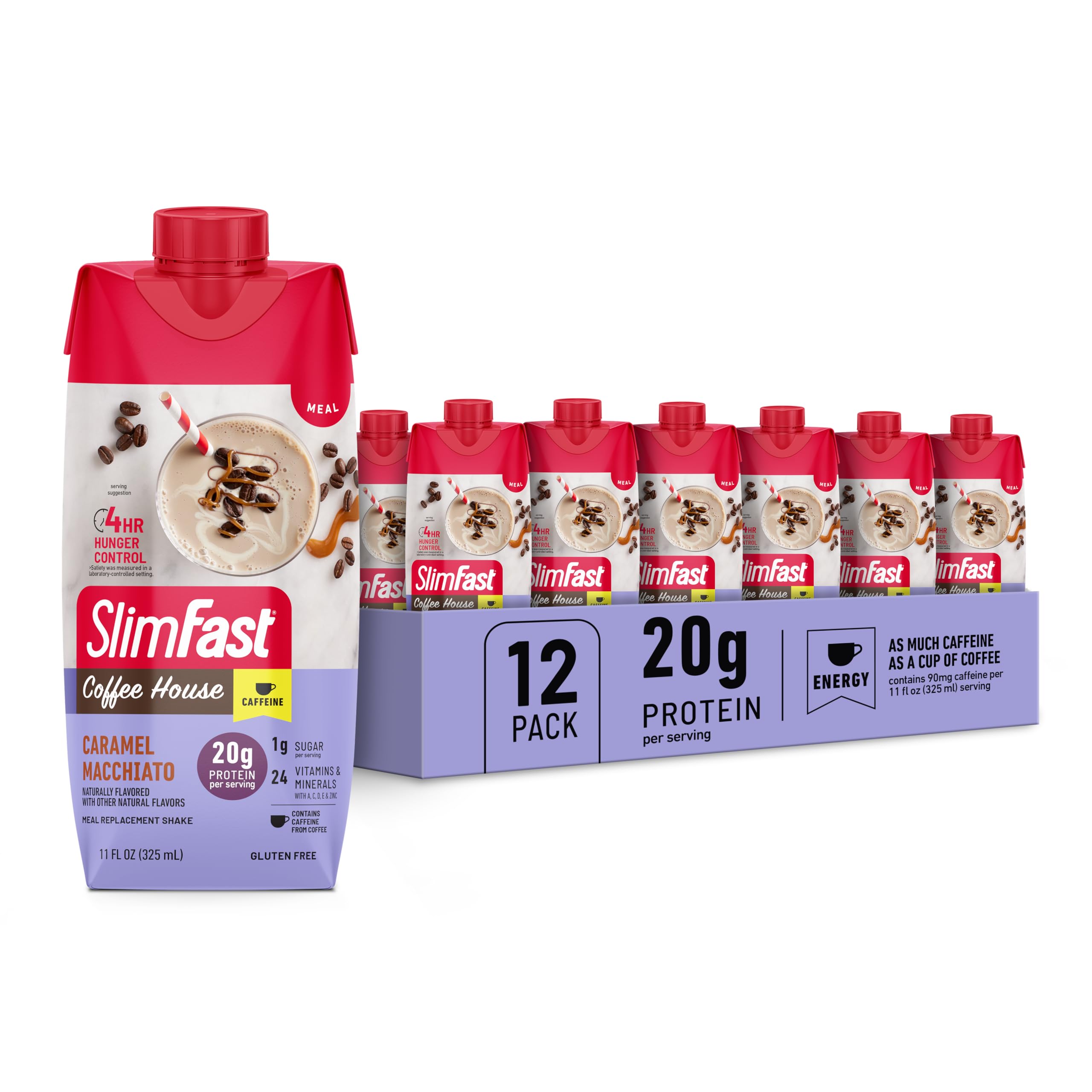 SlimFast Caramel Macchiato Caffeine Protein Shake 12 Pack