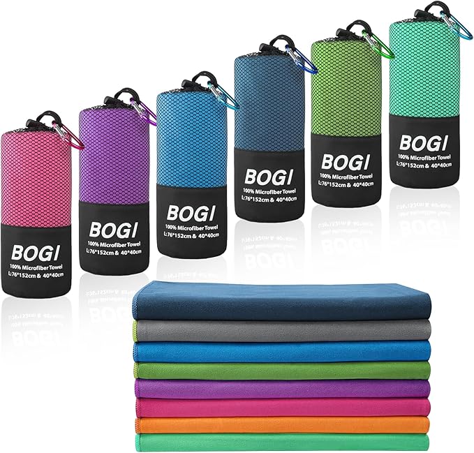 BOGI 100% Microfiber Travel Sports Towel 50x100cm Blue/Purple