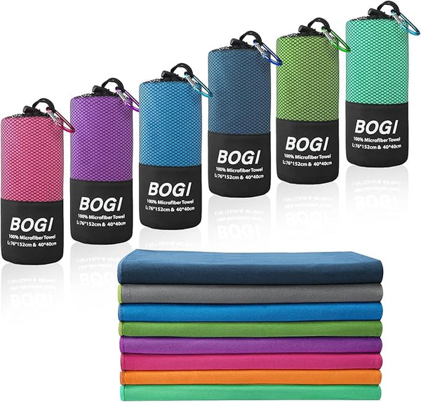 BOGI 100% Microfiber Travel Sports Towel 50x100cm Blue/Purple