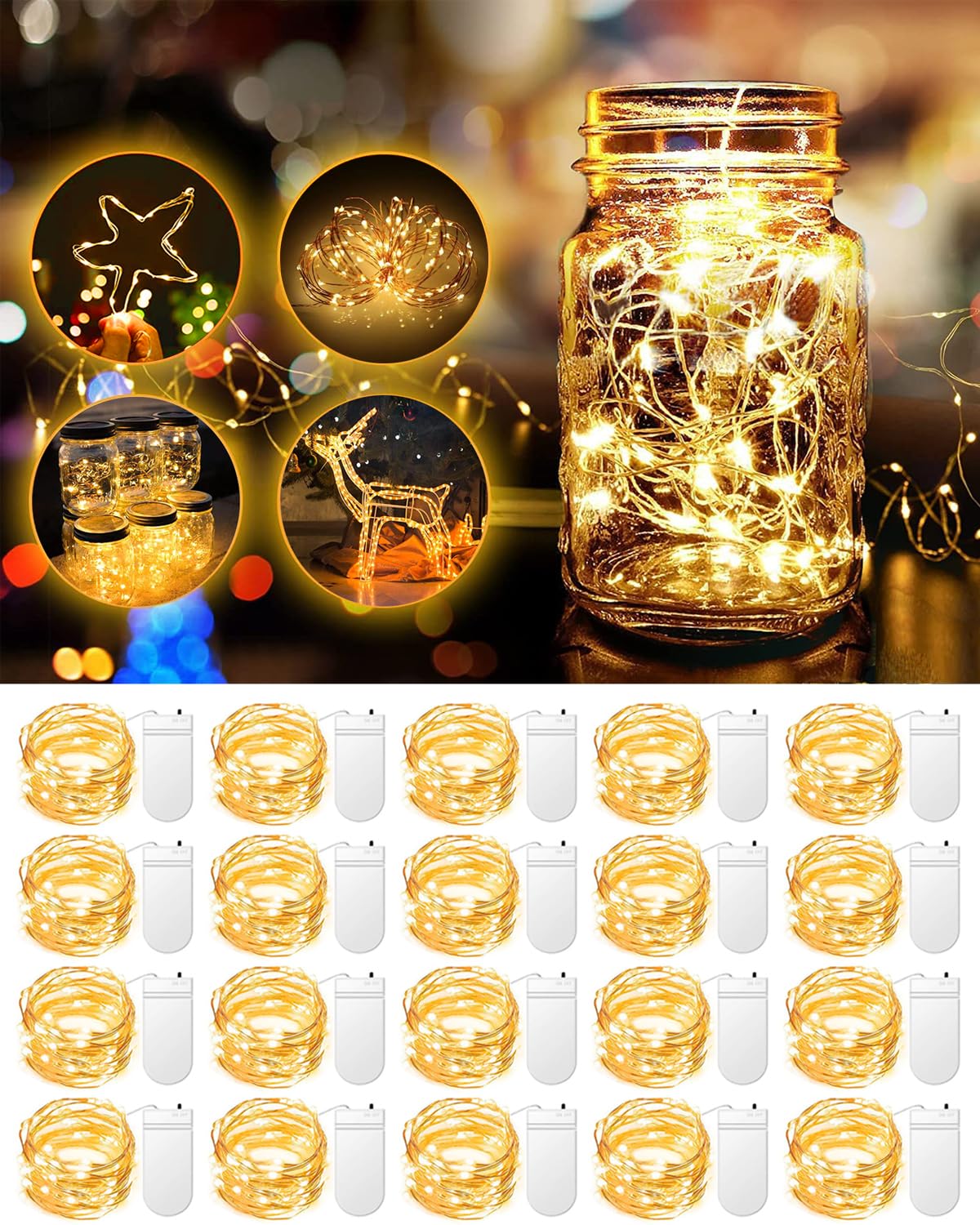 Battery Operated Fairy Lights Warm White 20 Pack
