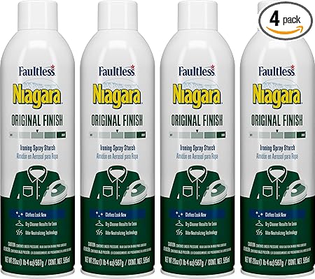 Niagara Original Hold Spray Starch for Clothes, Wrinkle Remover & Ironing Aid with Fresh Scent, Crisp Finish, No Flaking or Clogging, 20 oz Cans