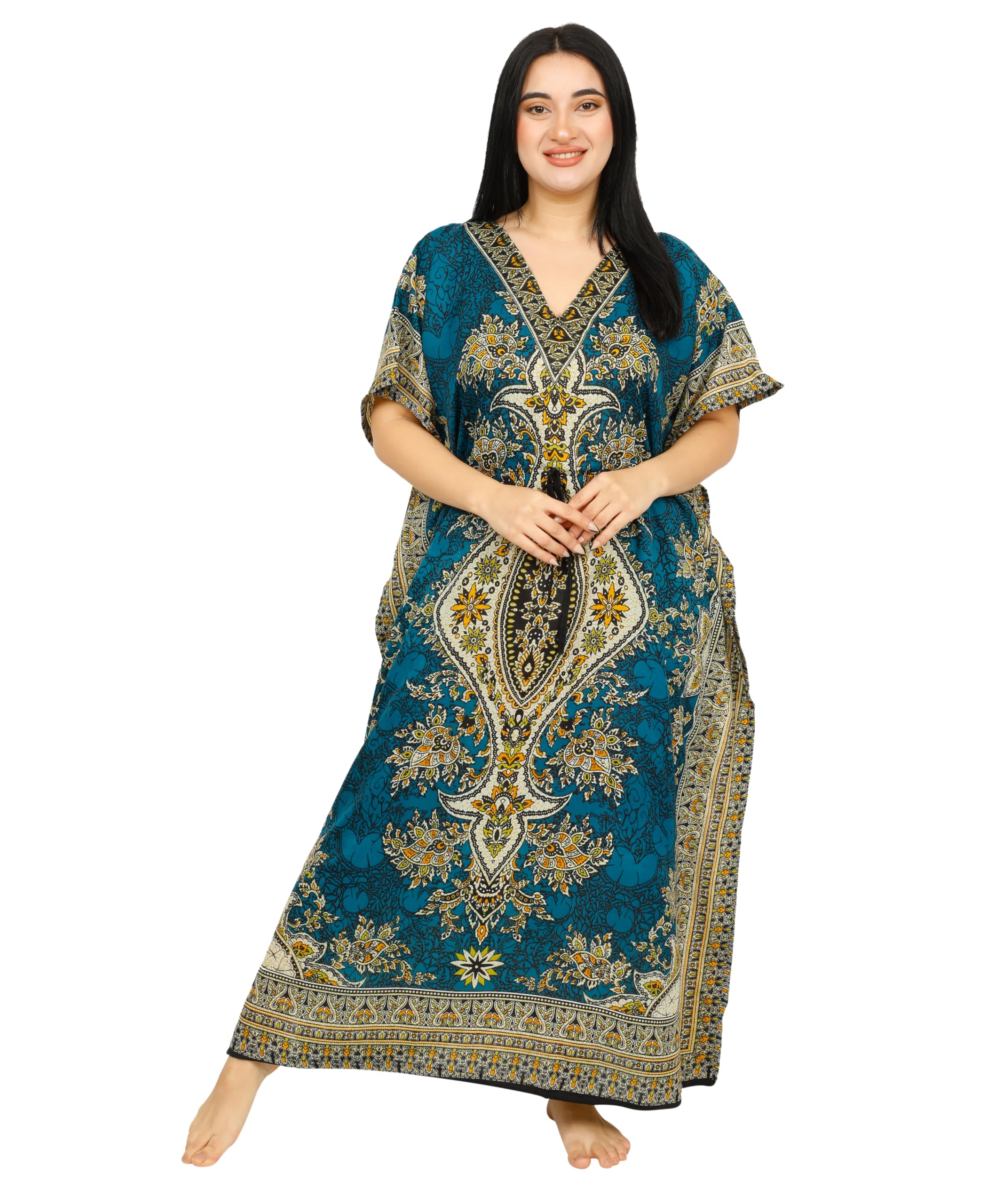 Sellinghub21 Women’s Long Kaftan Maxi Cover-Up Teal