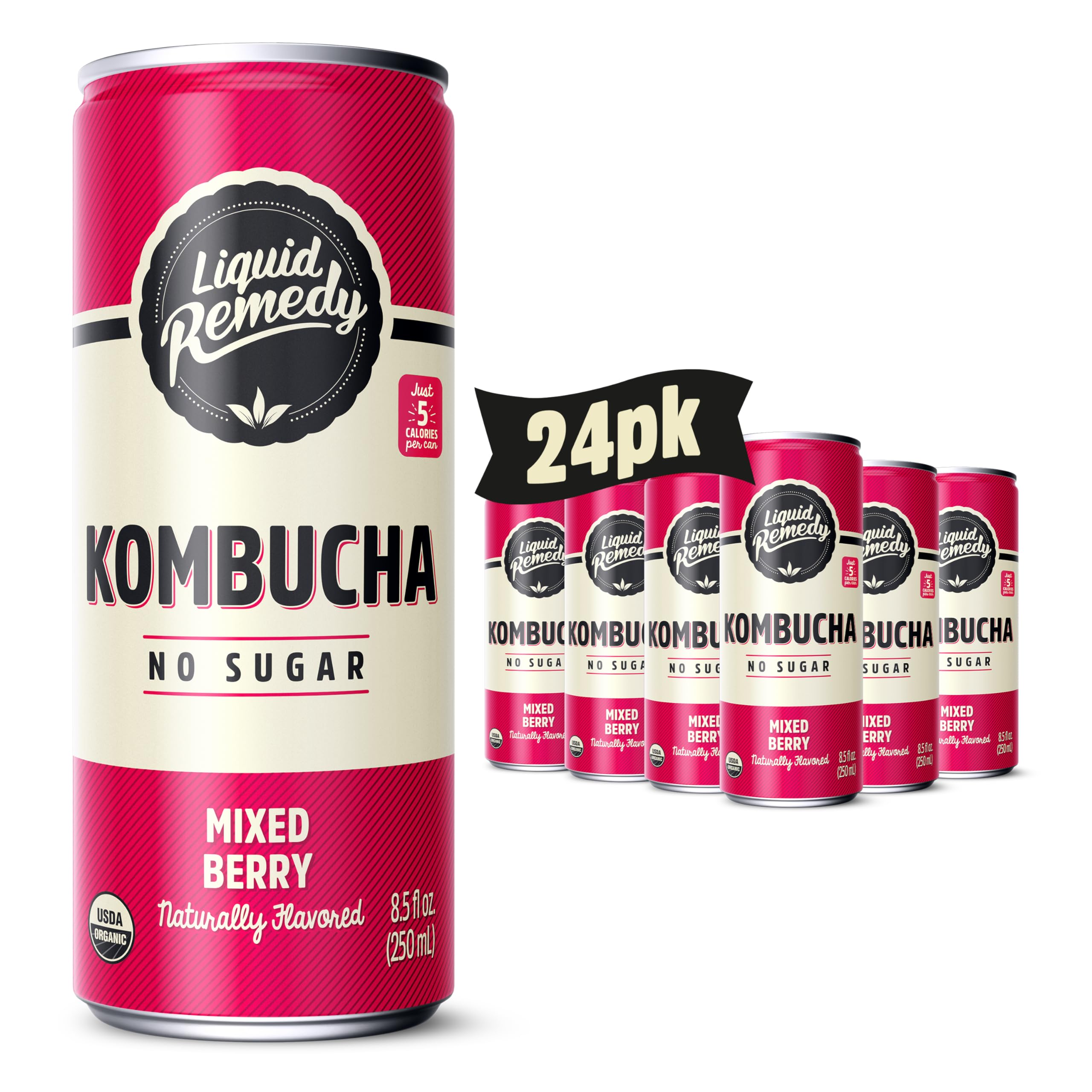 Remedy Kombucha Mixed Berry 8.5oz Cans 24-Pack
