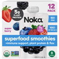 Noka Organic Superfood Smoothie Pouches Ã¢Â€Â“ Super Berry Ã¢Â€Â“ Immune Support with Elderberry, Vitamin C & Plant Protein, Organic Healthy Snacks for Kids & Adults, 4.22oz (12 Pack)
