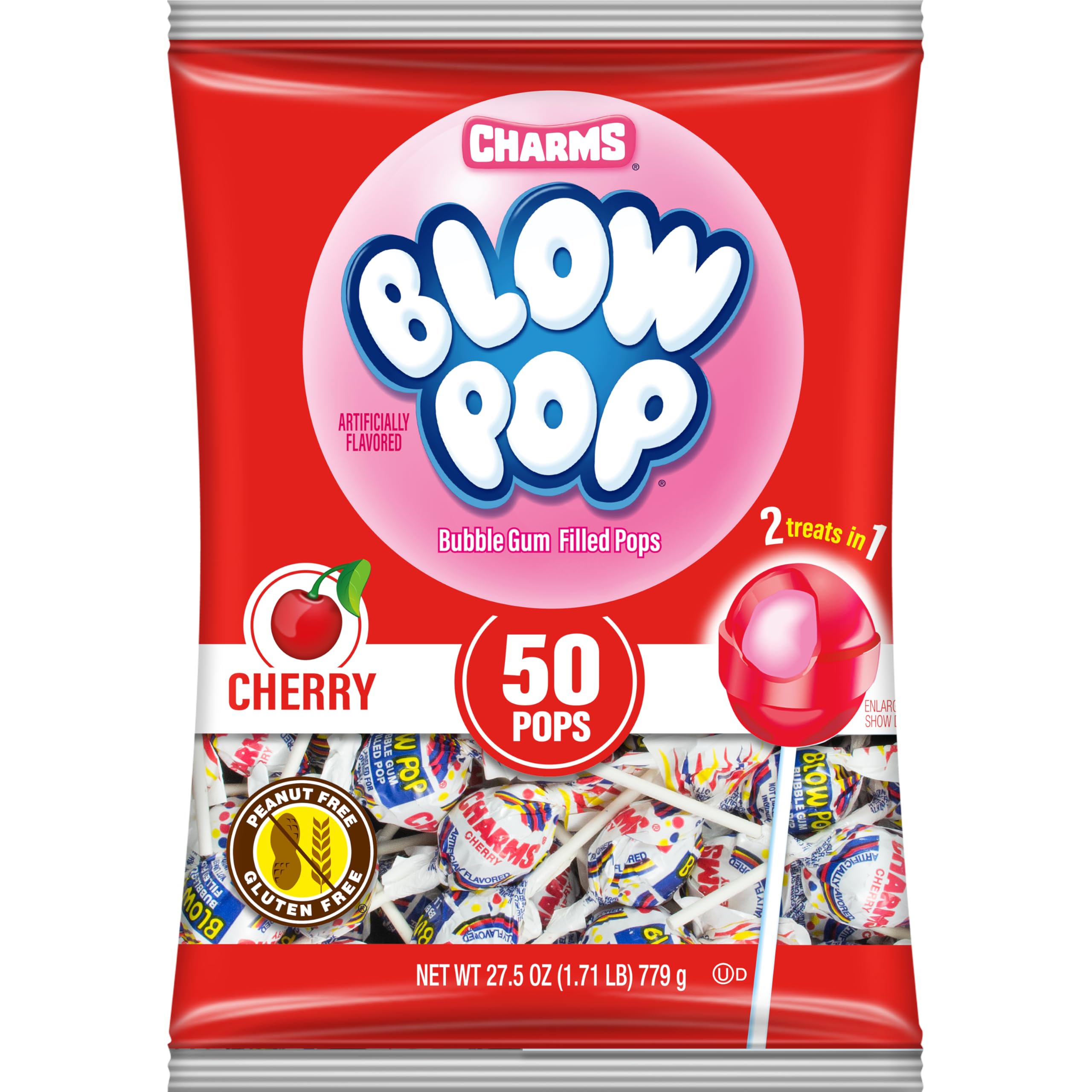Charms Cherry Blow Pops Lollipops Bag 50 Count