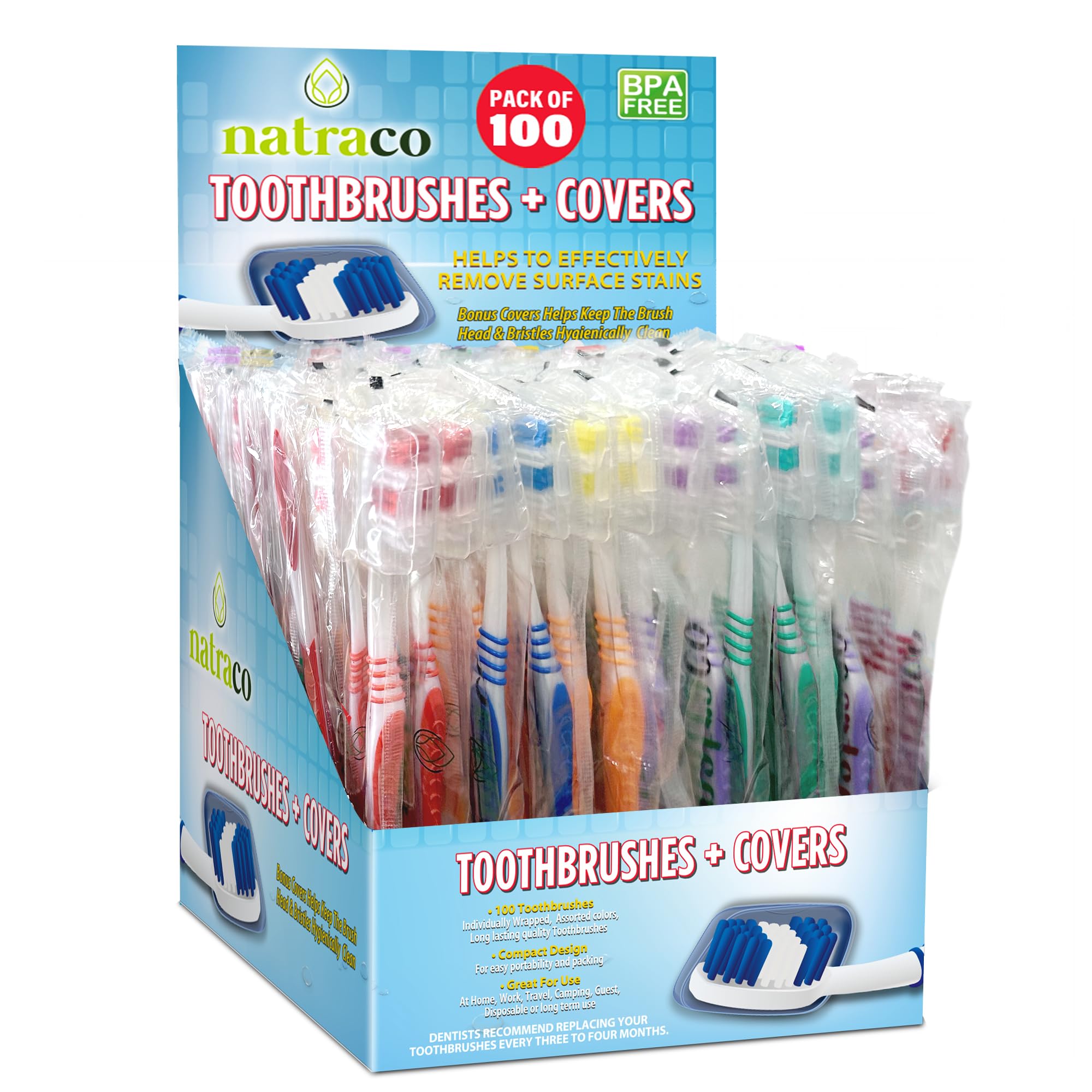 natraco Bulk Individually Wrapped Toothbrushes 100 Pack