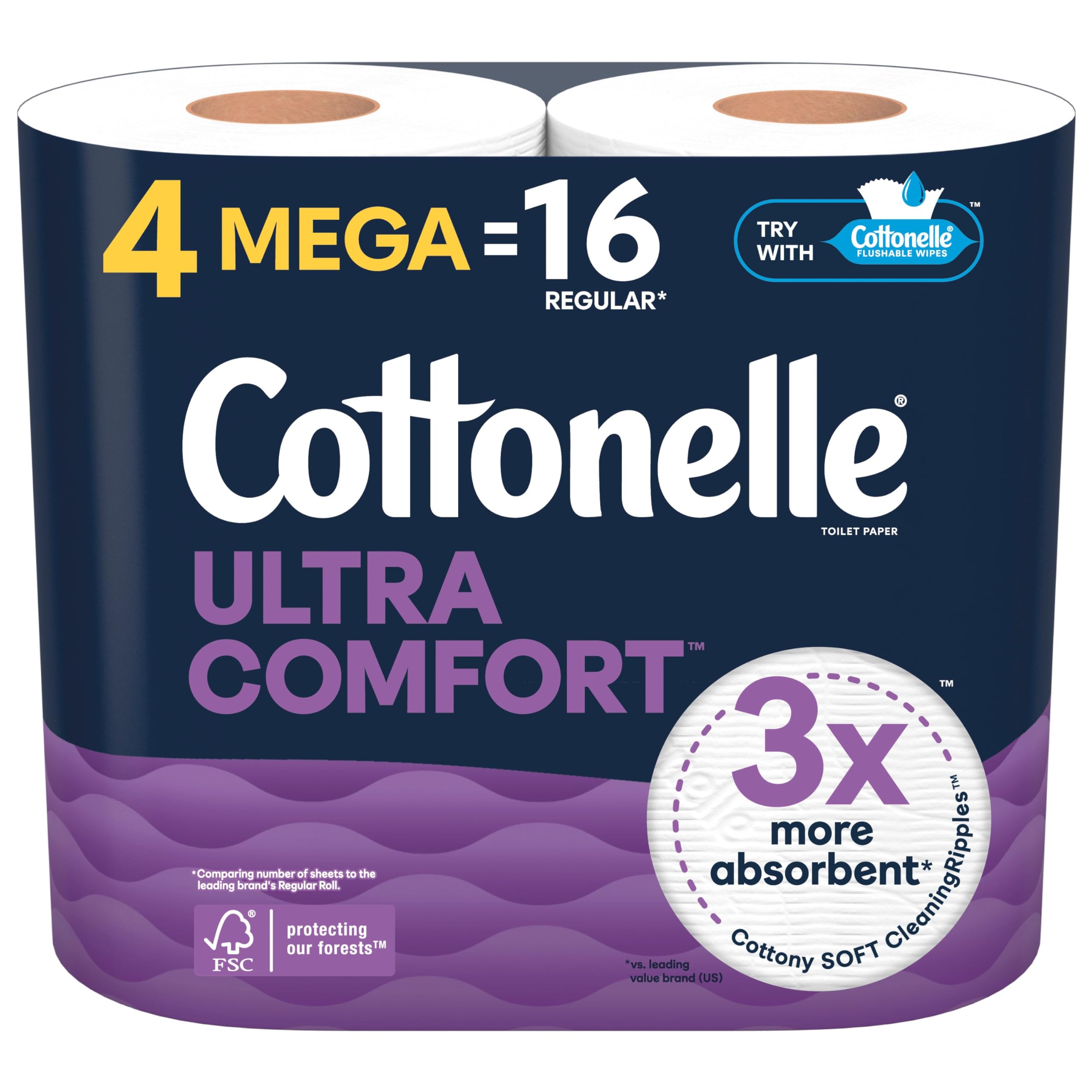 Cottonelle Ultra Comfort Soft Toilet Paper 4 Mega Rolls