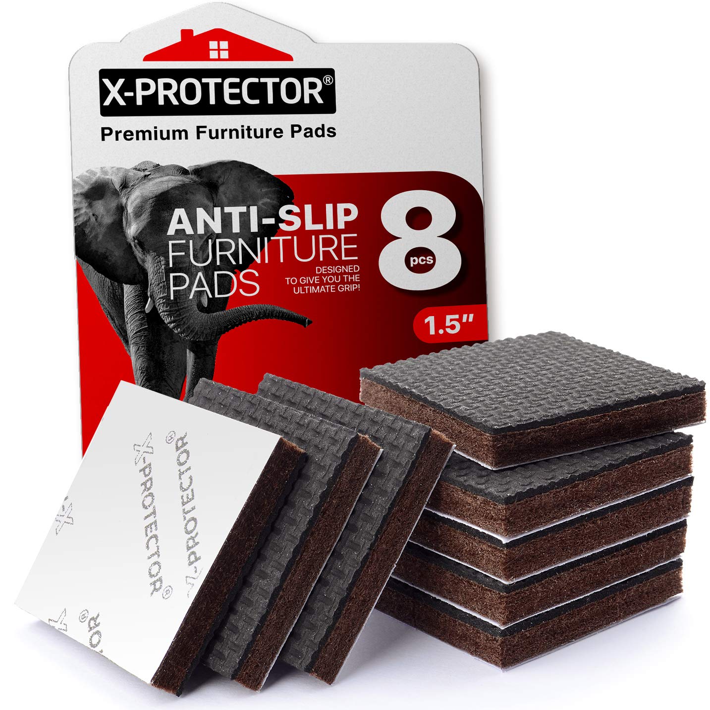 X-Protector Non Slip Furniture Pads 1.5 Inch 8-Pack
