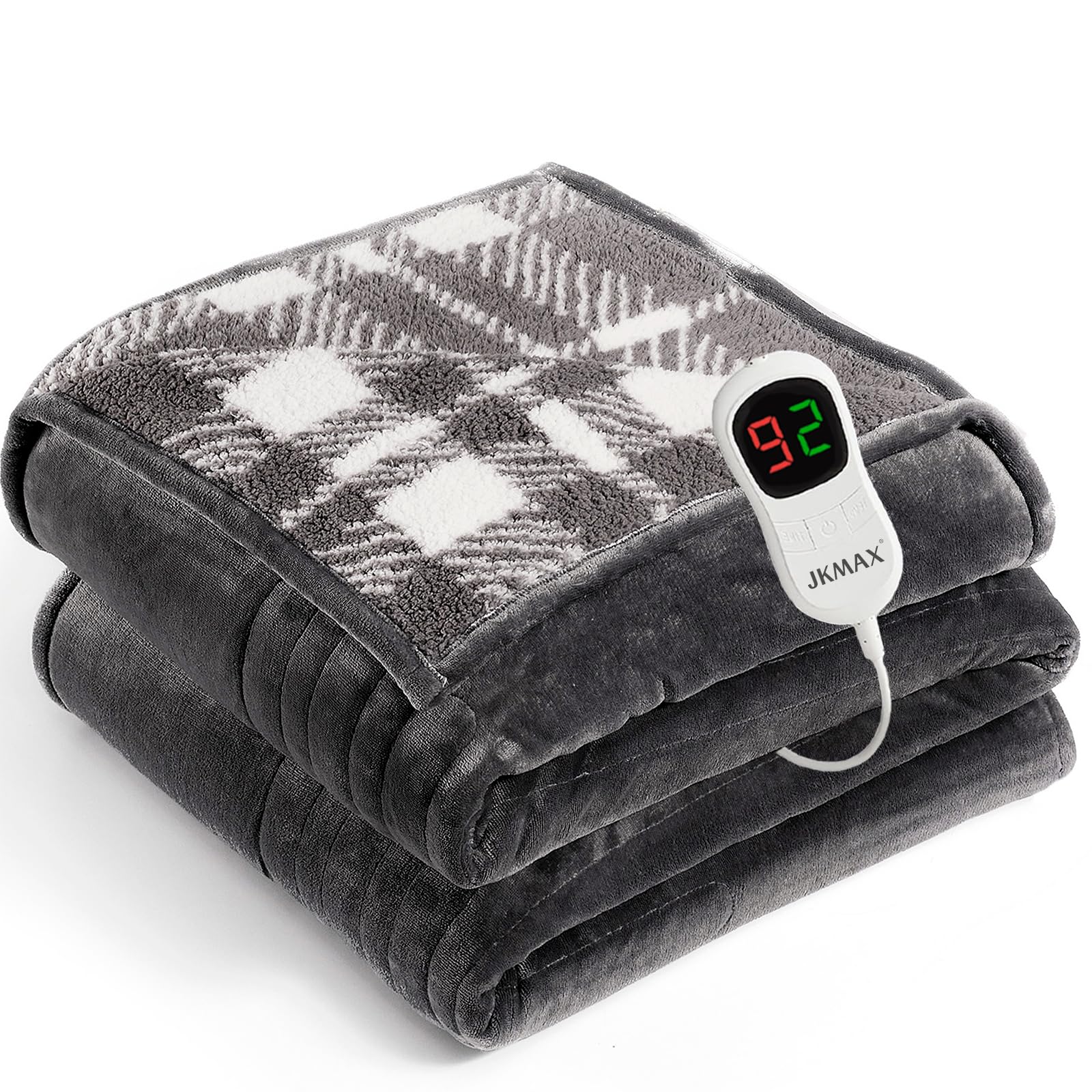 JKMAX Grey Full Size Electric Heated Blanket