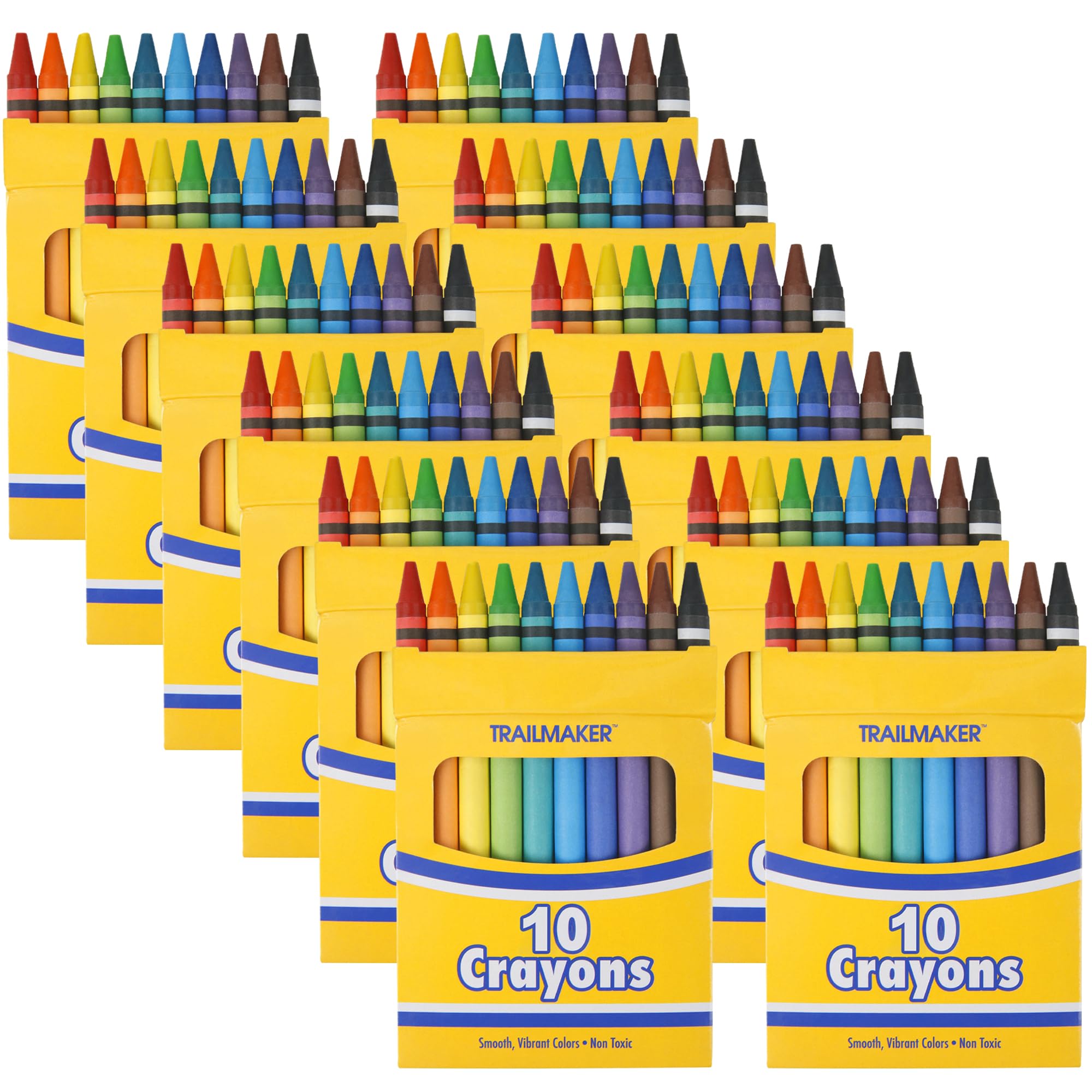 12-Pack Bulk Wax Crayons 10-Per-Box Sets